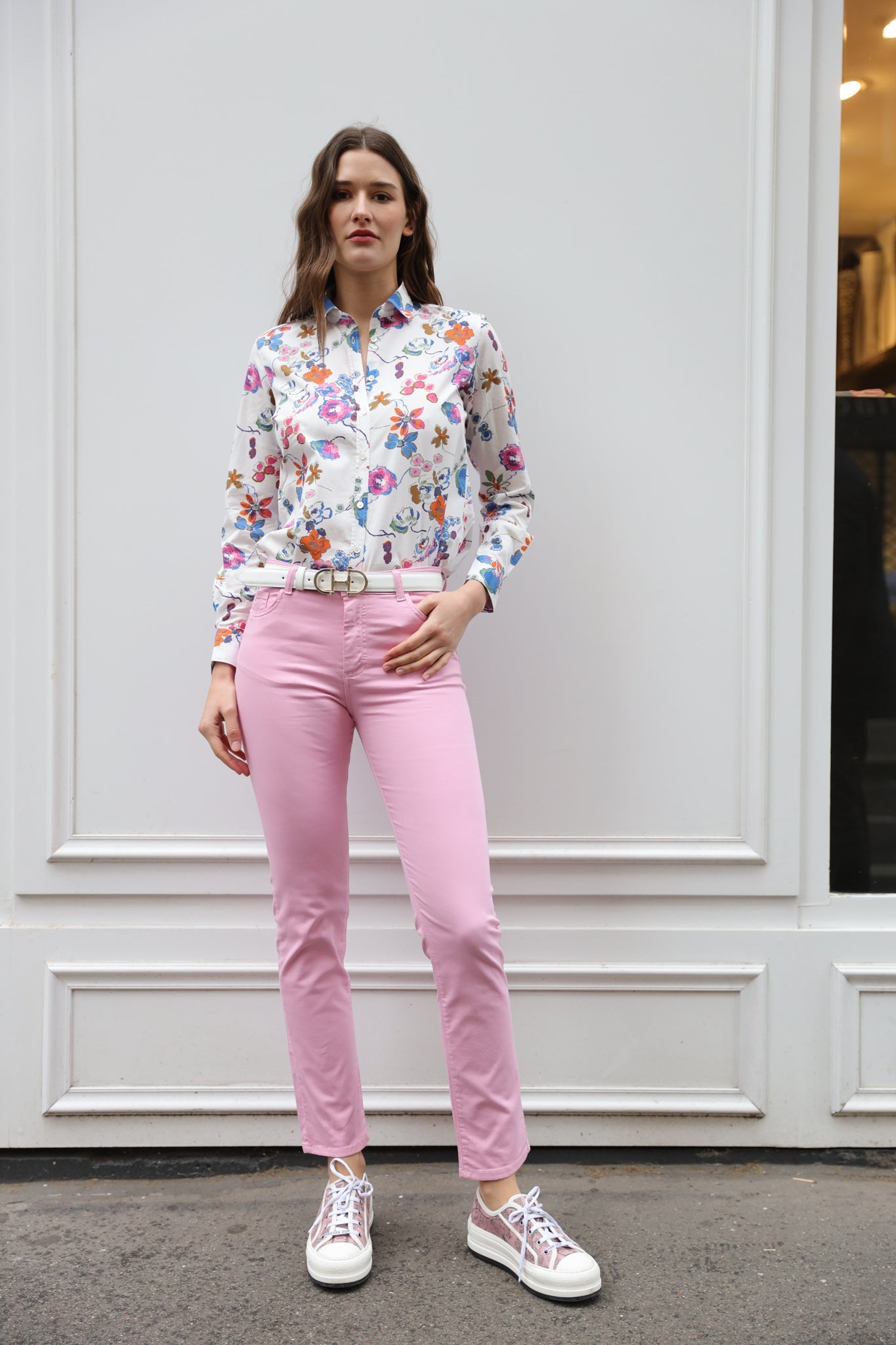 Pantalon Josh en coton stretch - Rose-PANTALON FEMME-Curling-Paris