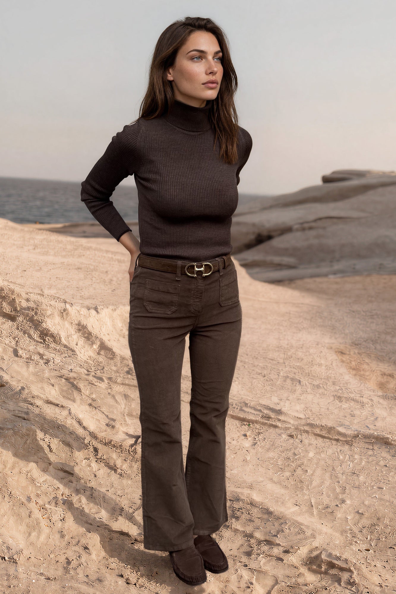 Pantalon Oscar en velours milleraies stretch - Marron-PANTALON FEMME-Curling-Paris