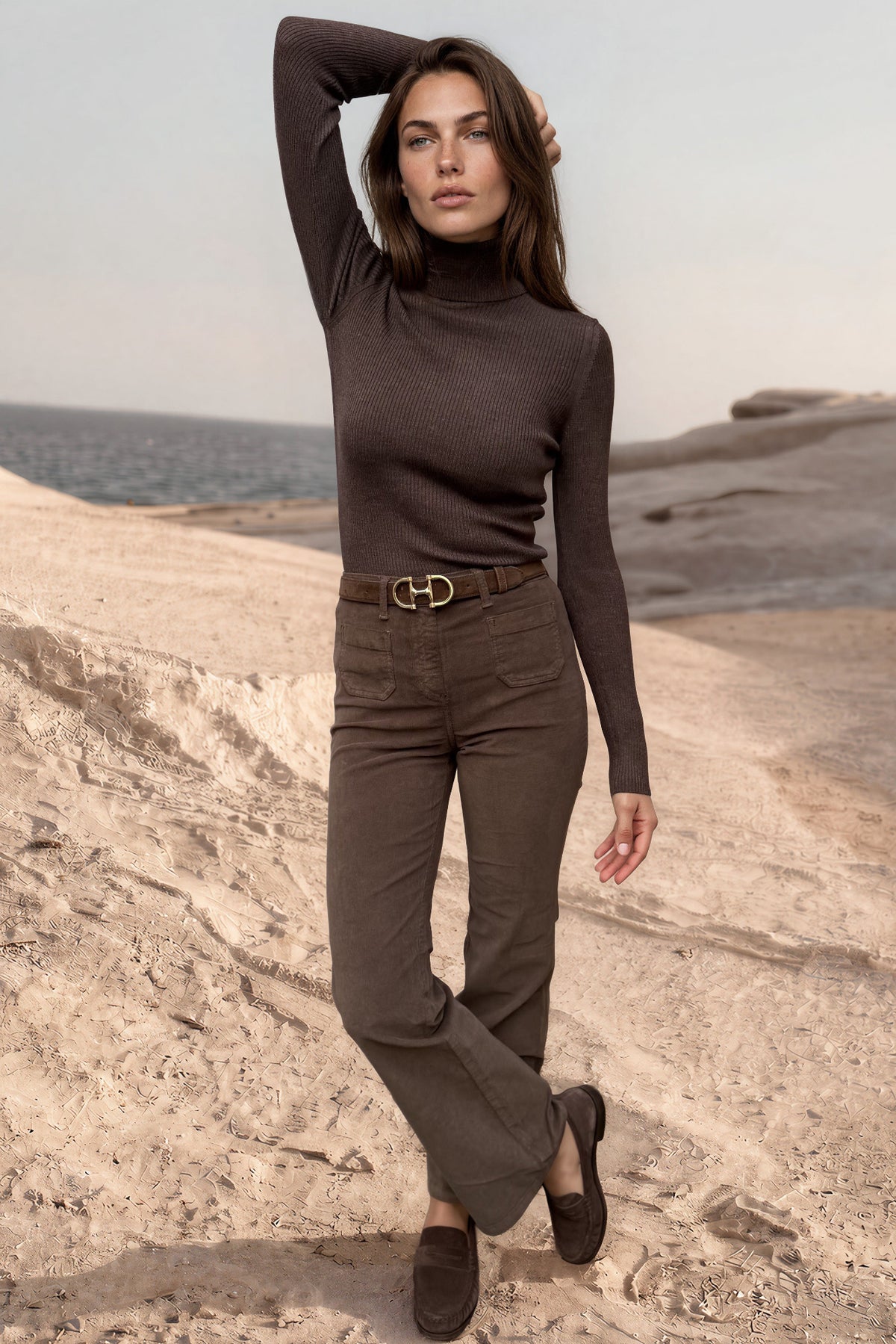 Pantalon Oscar en velours milleraies stretch - Marron-PANTALON FEMME-Curling-Paris