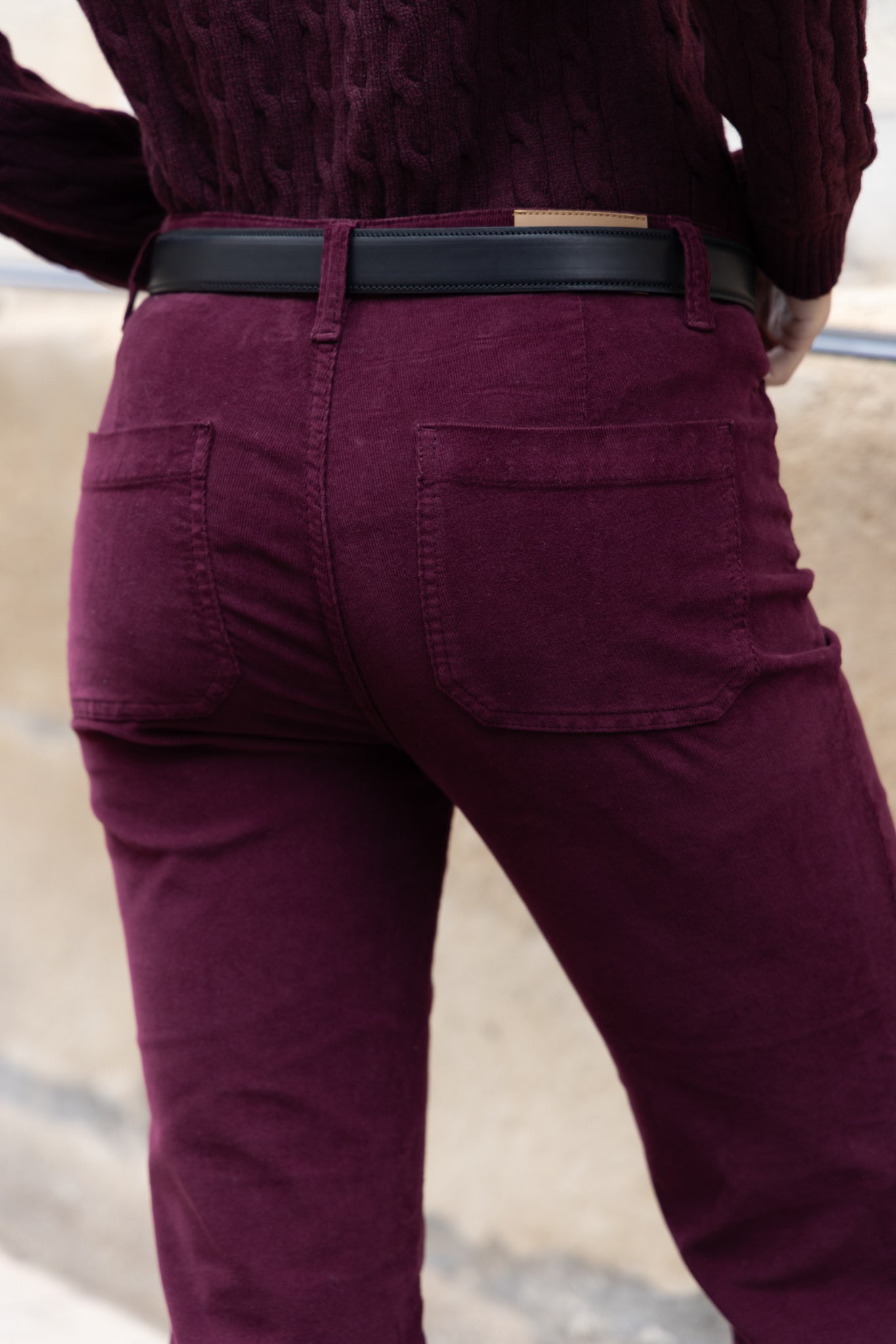 Pantalon Oscar en velours milleraies stretch - Prune-PANTALON FEMME-Curling-Paris