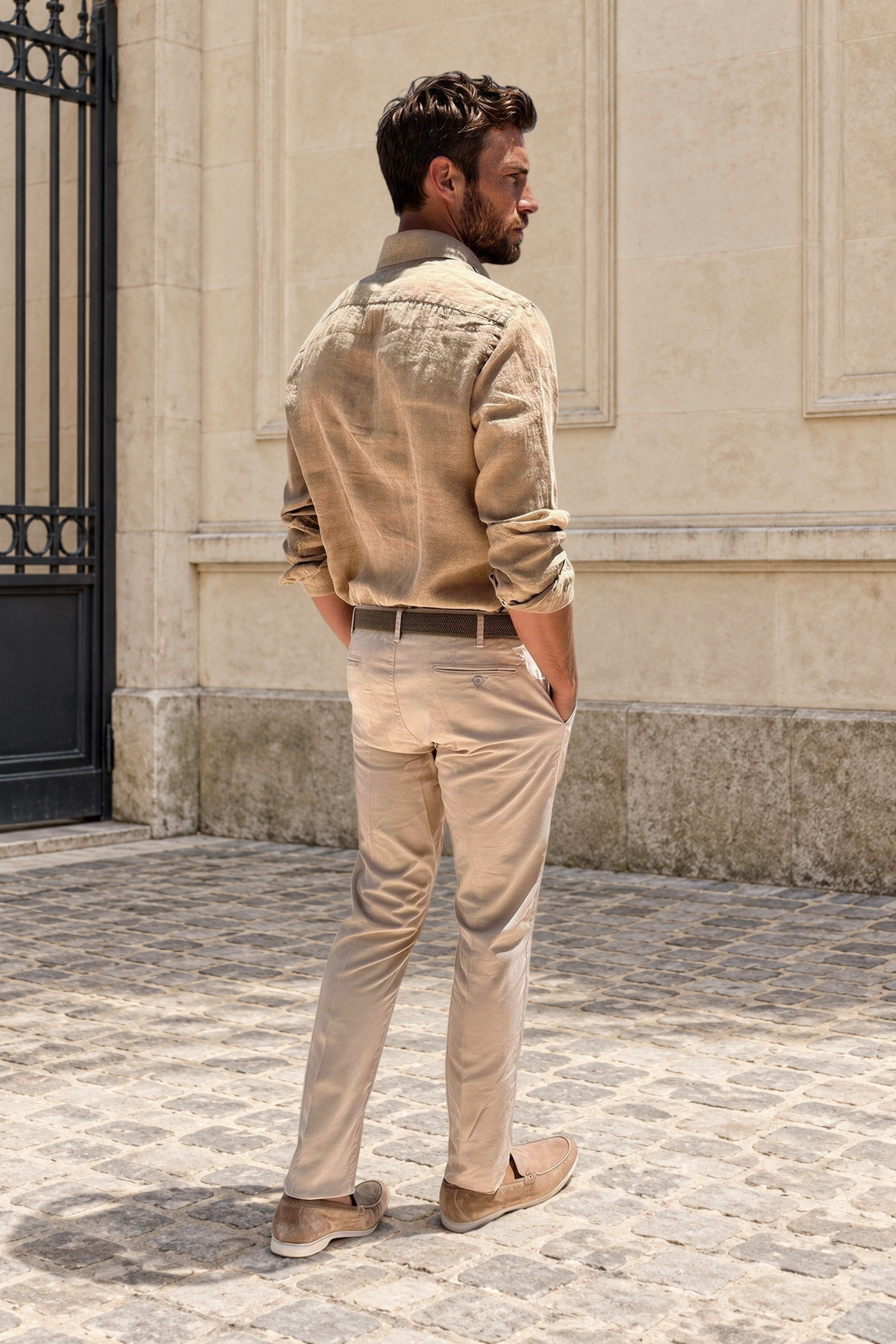 Pantalon Seanfit en coton pima stretch - Beige-PANTALON HOMME-Curling-Paris
