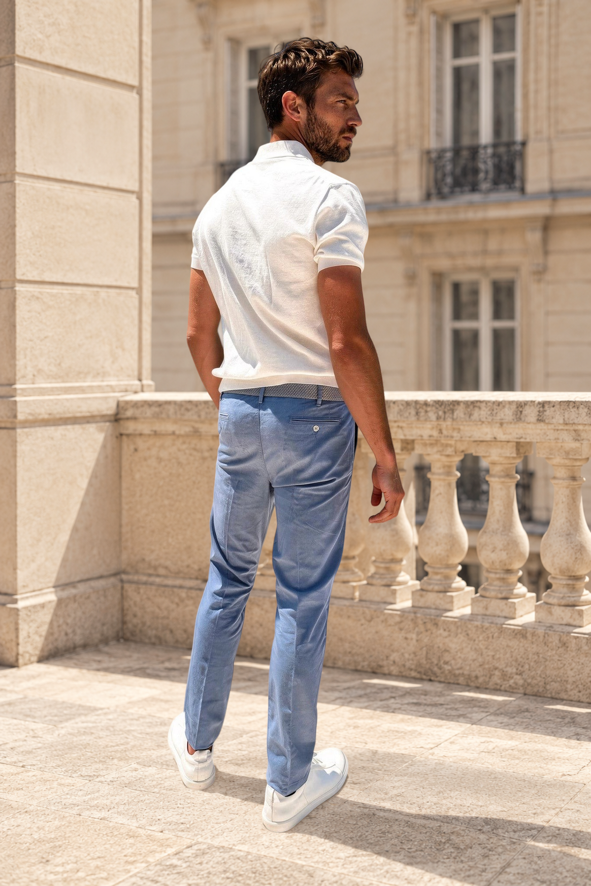 Pantalon Seanfit en coton pima stretch - Bleu acier-PANTALON HOMME-Curling-Paris
