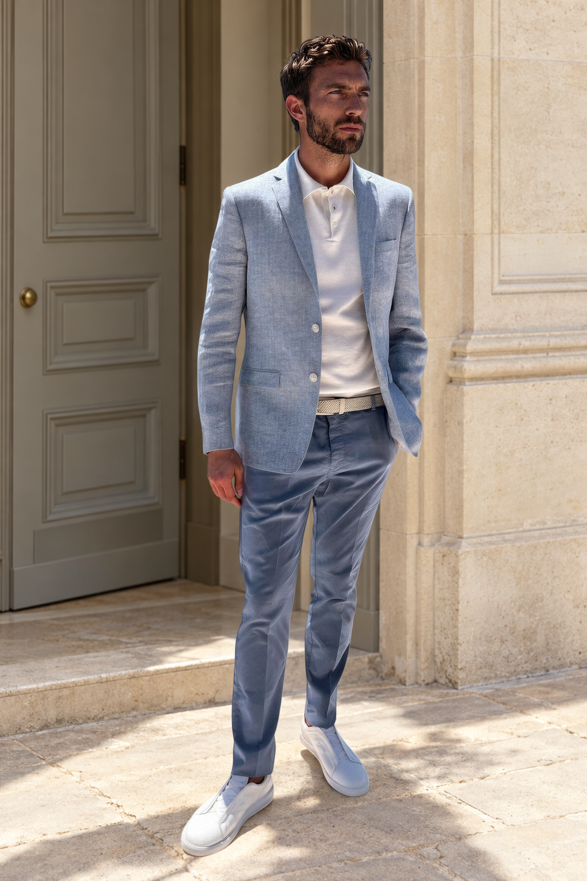 Pantalon Seanfit en coton pima stretch - Bleu acier-PANTALON HOMME-Curling-Paris