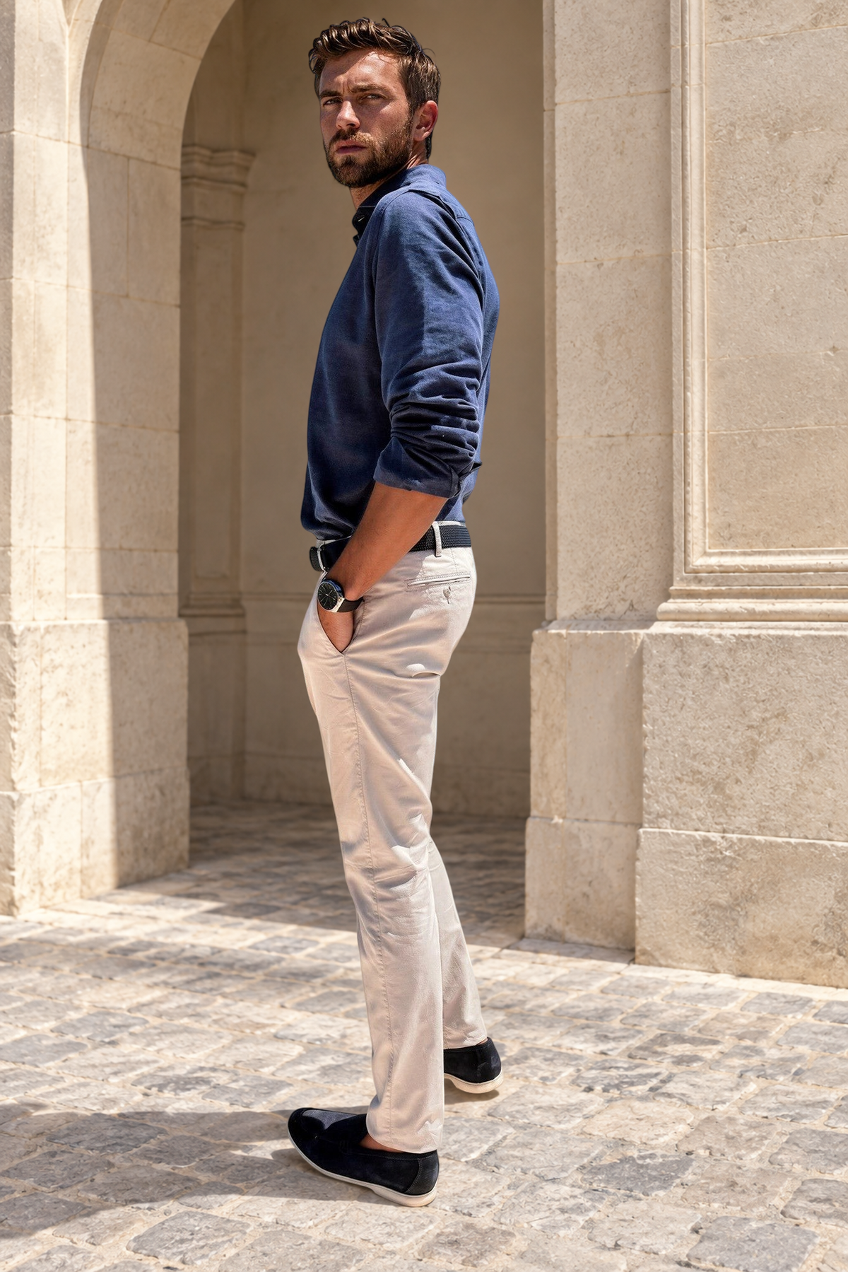 Pantalon Seanfit en coton pima stretch - Gris acier-PANTALON HOMME-Curling-Paris