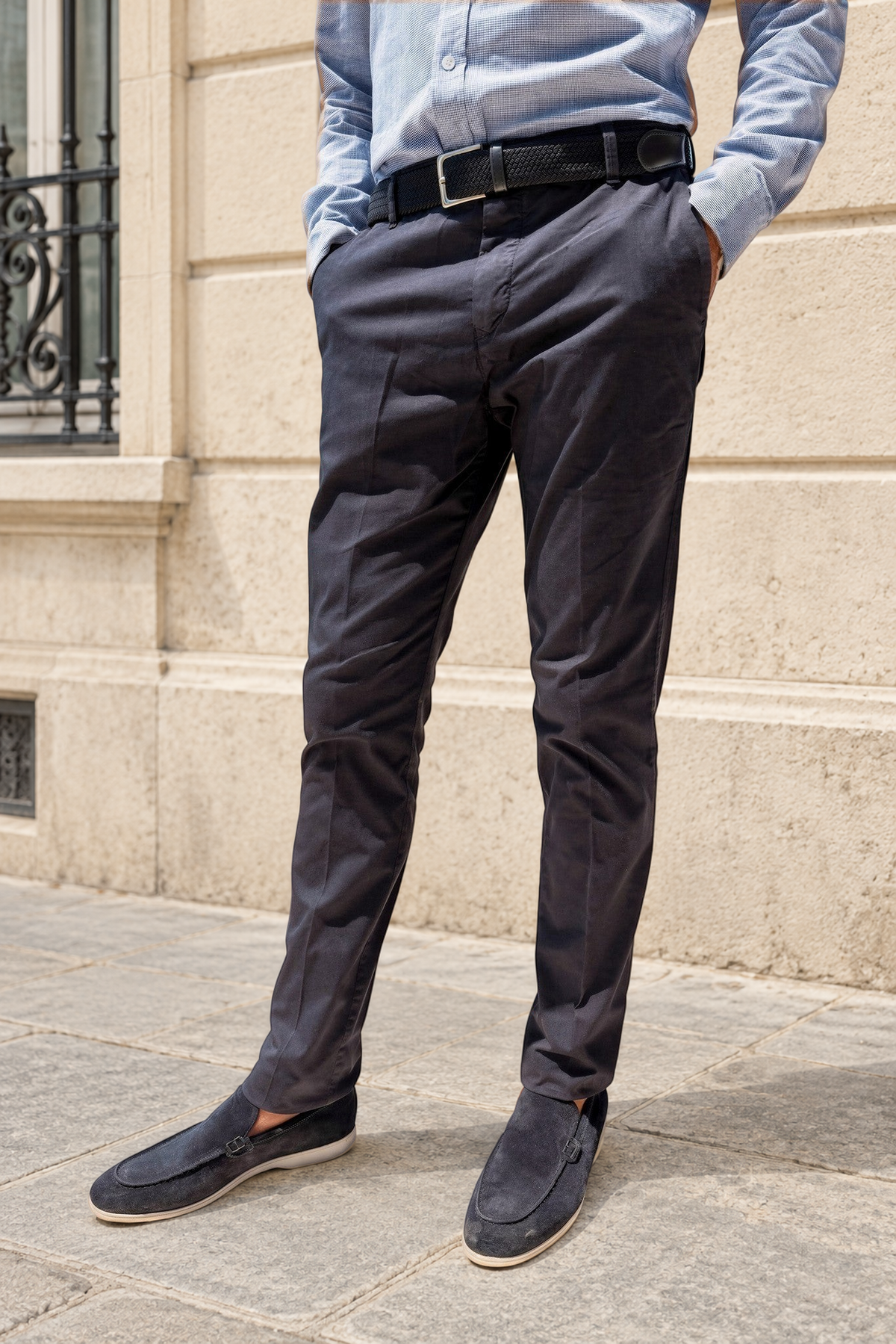 Pantalon Seanfit en coton pima stretch - Marine-PANTALON HOMME-Curling-Paris