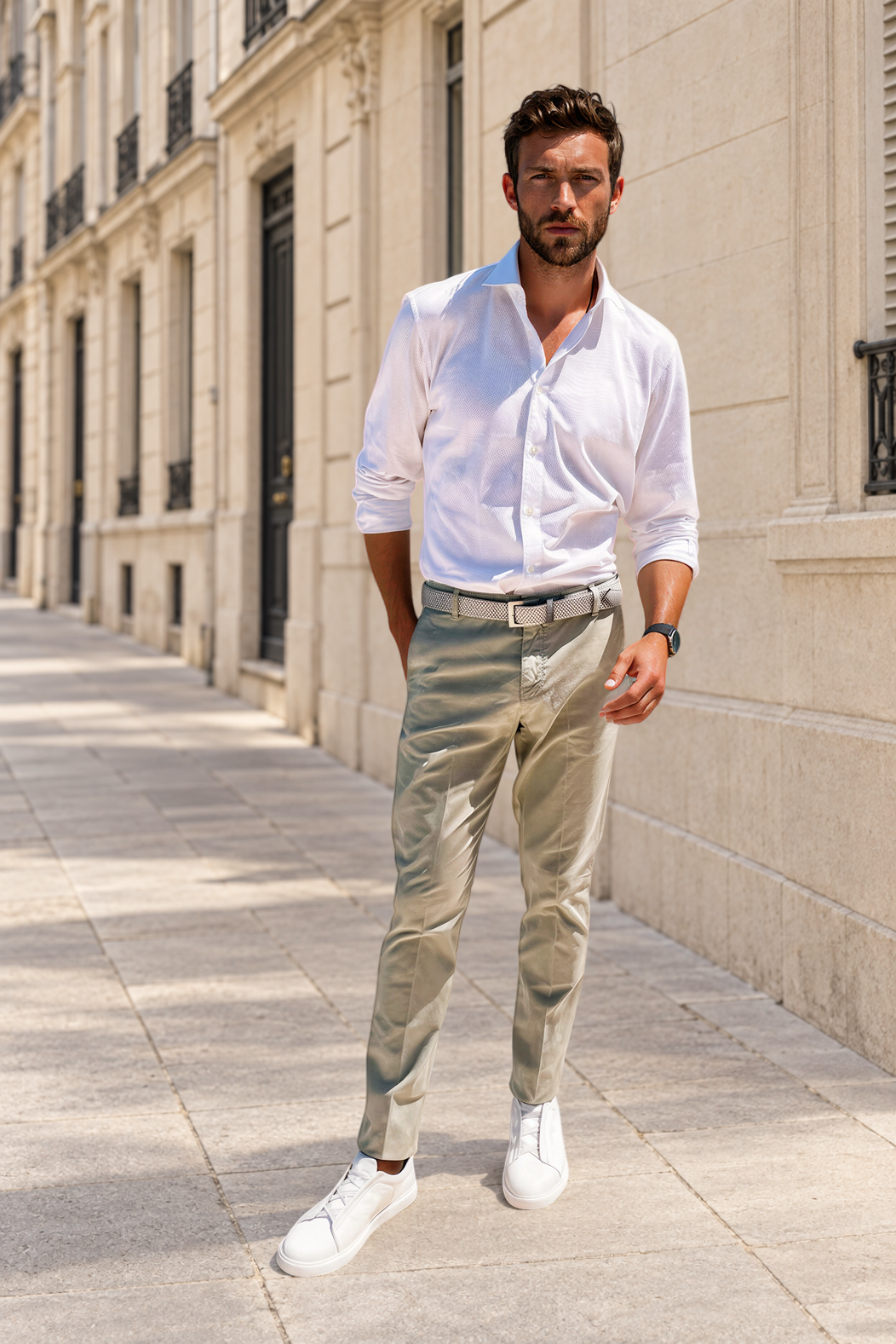 Pantalon Seanfit en coton pima stretch - Sauge-PANTALON HOMME-Curling-Paris