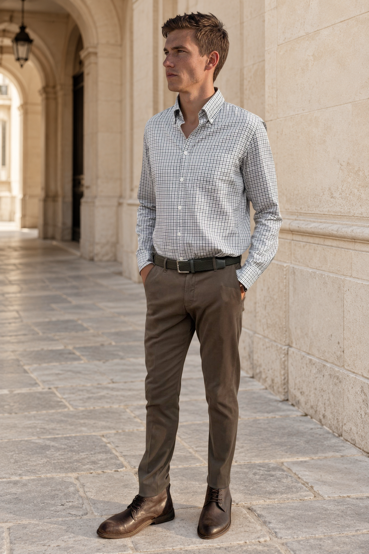 Pantalon Seanfit en coton stretch Di Sondrio - Kaki-PANTALON HOMME-Curling-Paris