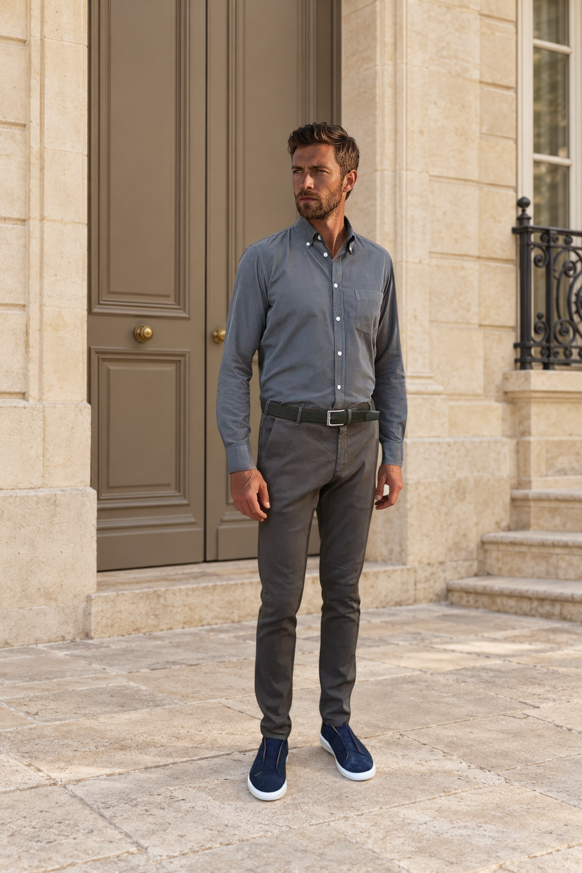 Pantalon Seanfit en coton stretch Di Sondrio - Kaki-PANTALON HOMME-Curling-Paris