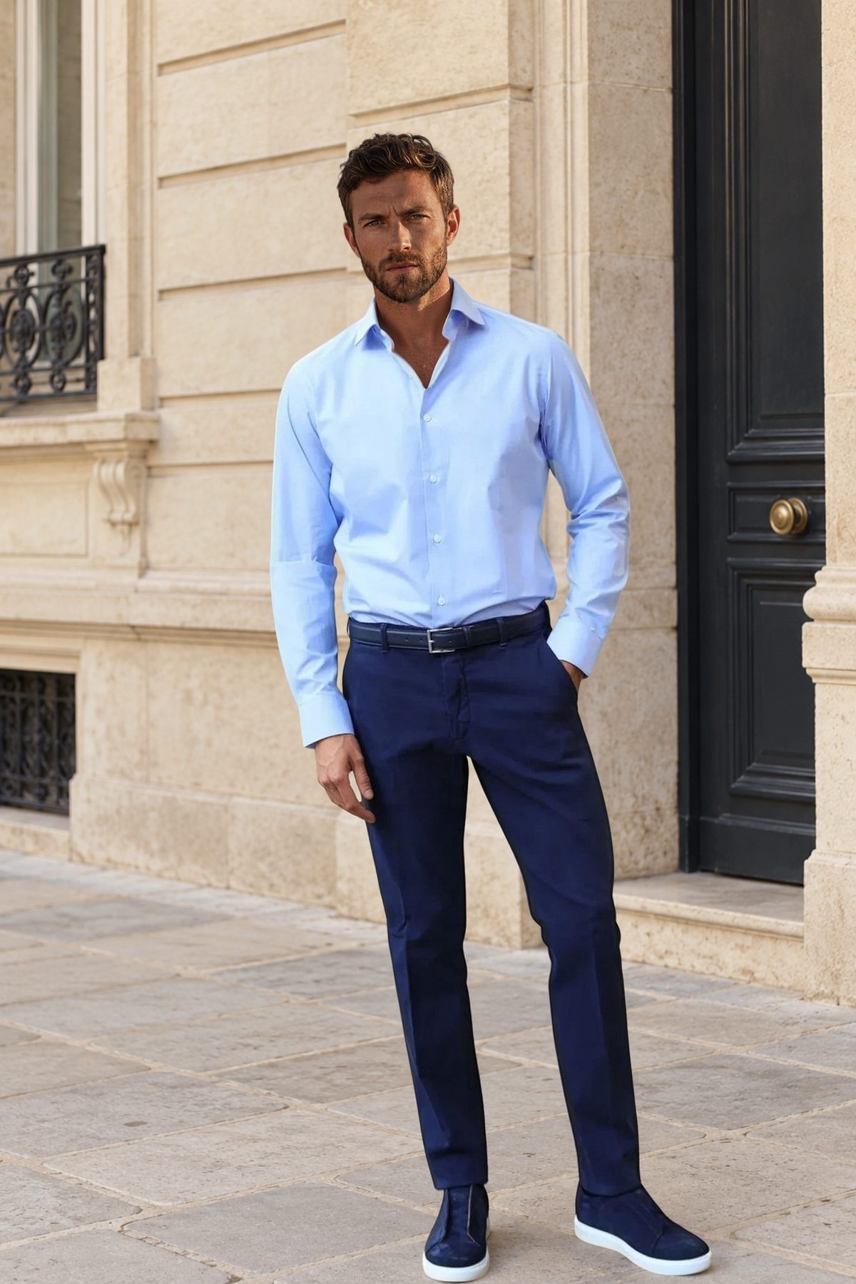 Pantalon Seanfit en coton stretch Di Sondrio - Marine-PANTALON HOMME-Curling-Paris
