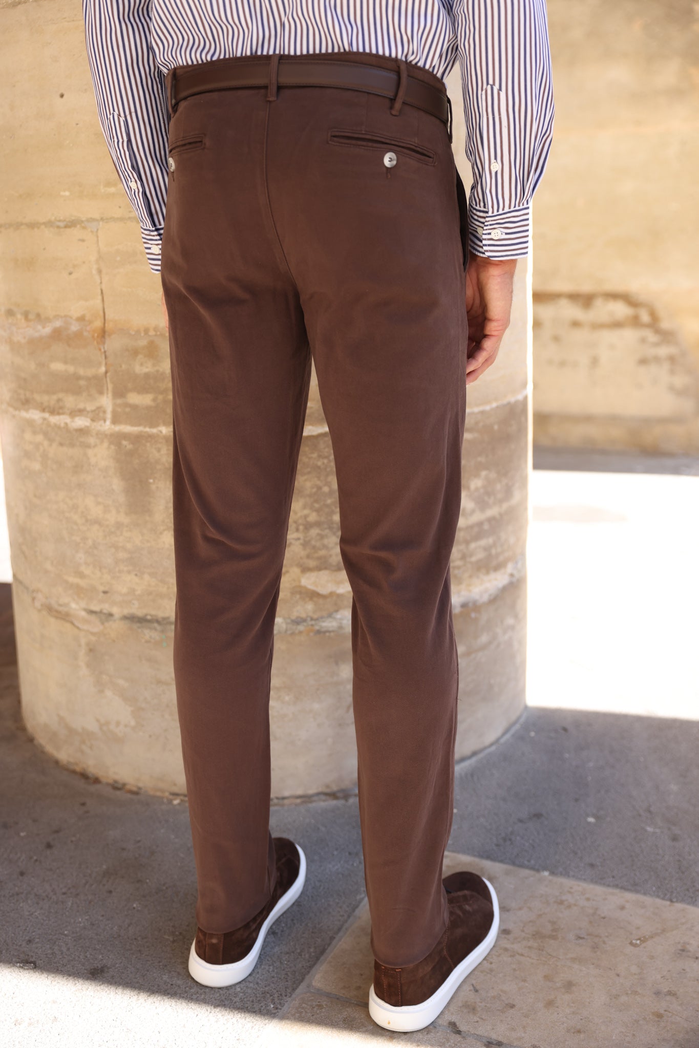 Pantalon Seanfit en coton stretch Di Sondrio - Marron-PANTALON HOMME-Curling-Paris