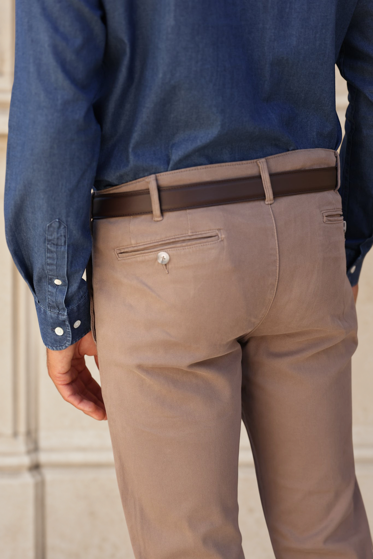 Pantalon Seanfit en coton stretch Di Sondrio - Taupe-PANTALON HOMME-Curling-Paris