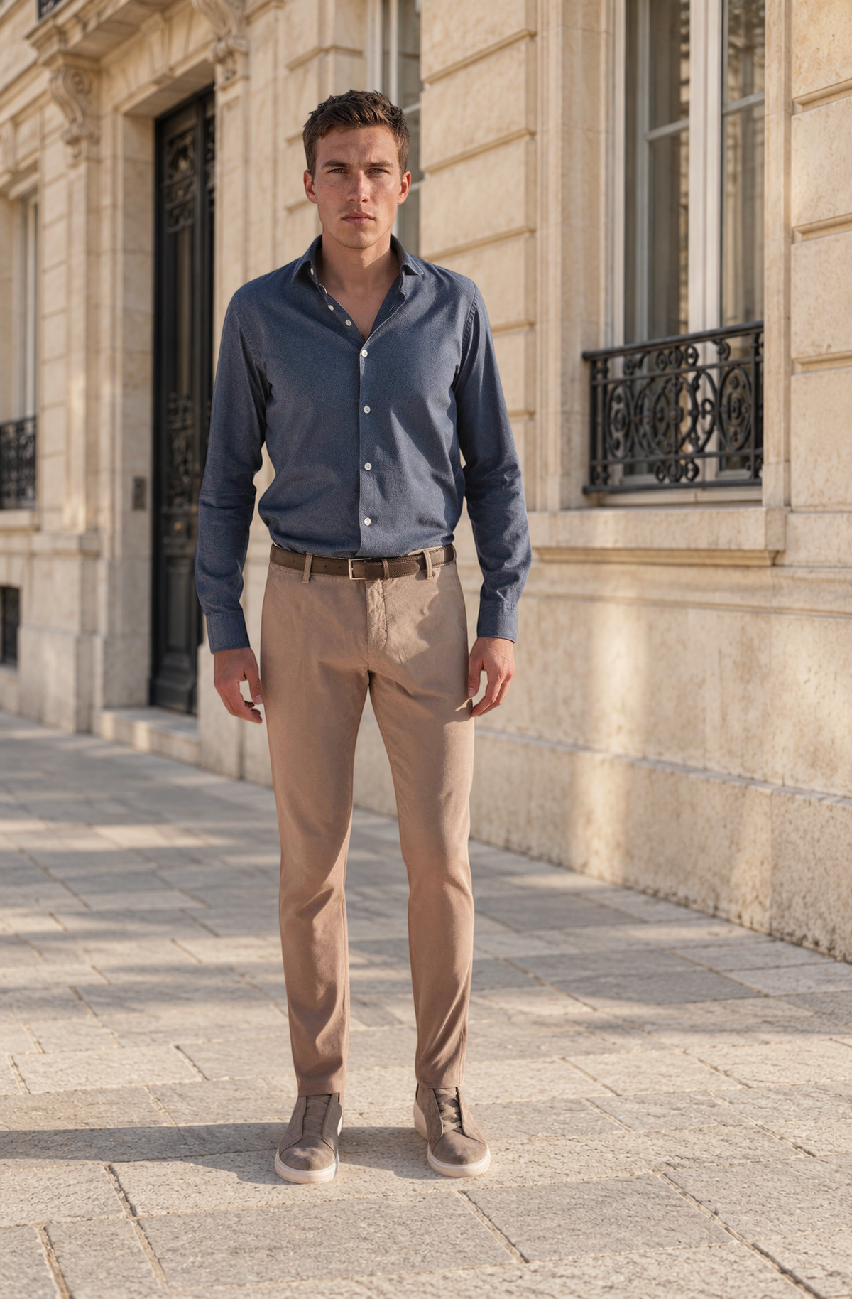 Pantalon Seanfit en coton stretch Di Sondrio - Taupe-PANTALON HOMME-Curling-Paris