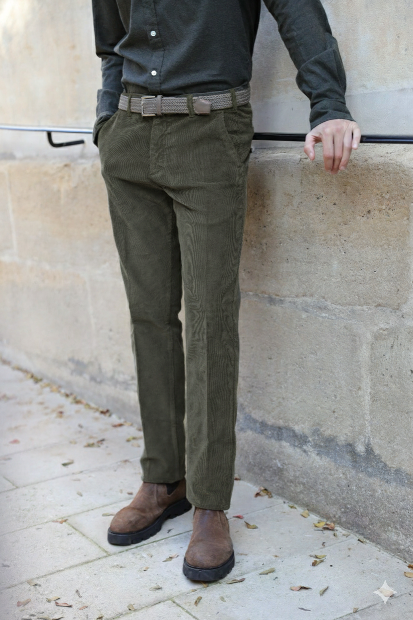 Pantalon Seanfit en velours côtelé - Kaki-PANTALON HOMME-Curling-Paris