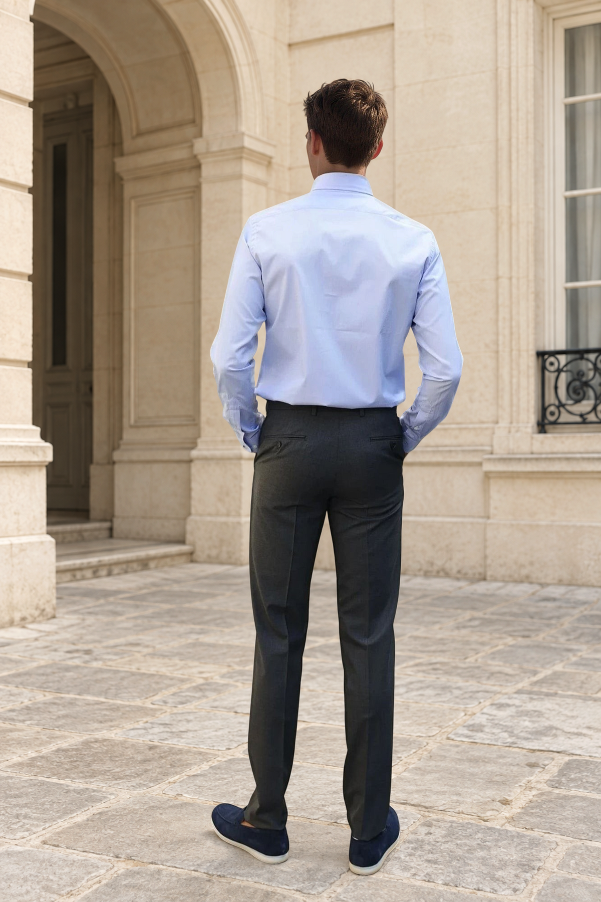 Pantalon Segal 100% laine vierge - Gris moyen-PANTALON HOMME-Curling-Paris