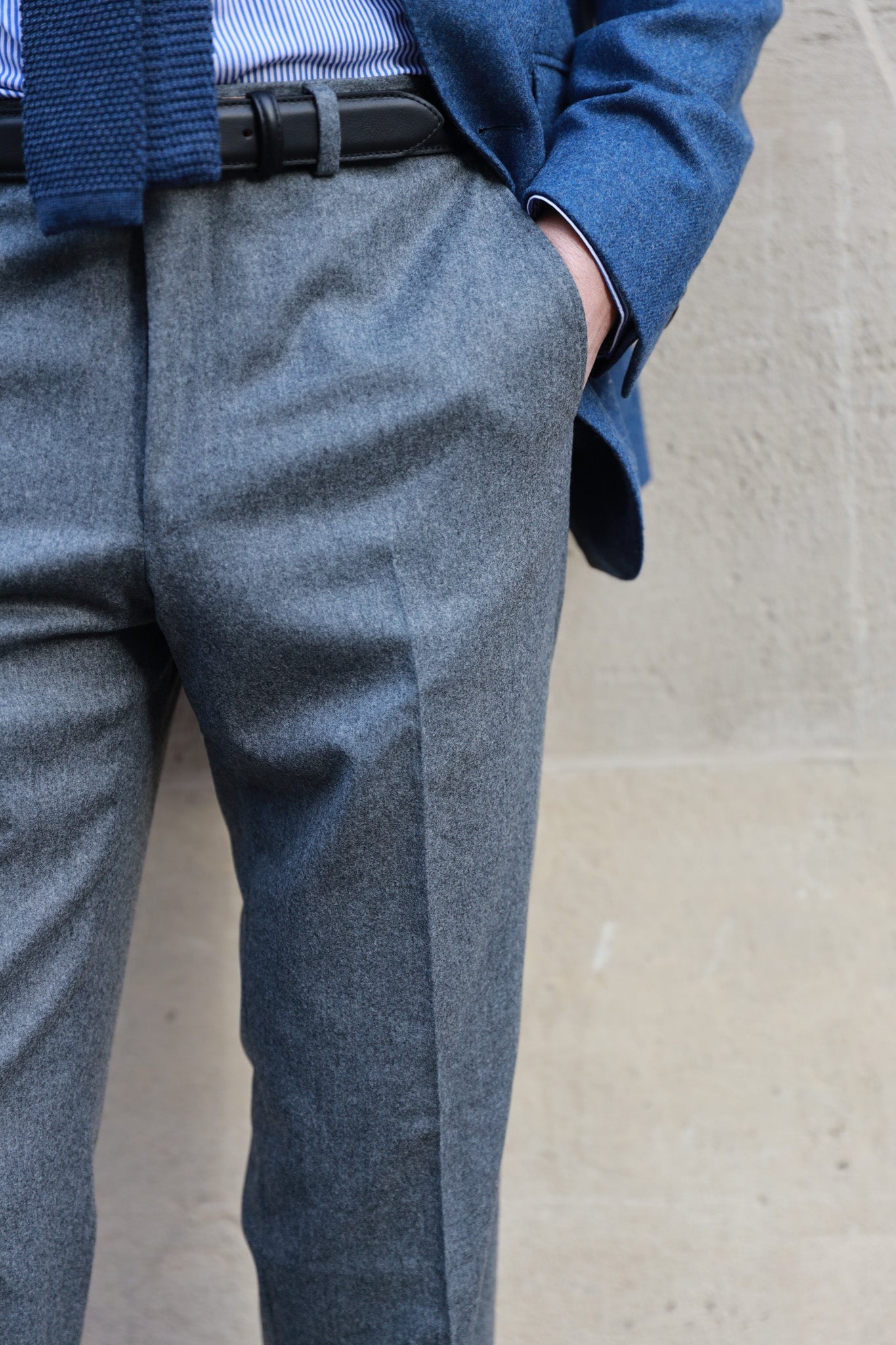 Pantalon Segal en flanelle Super 120'S - Gris-PANTALON HOMME-Curling-Paris