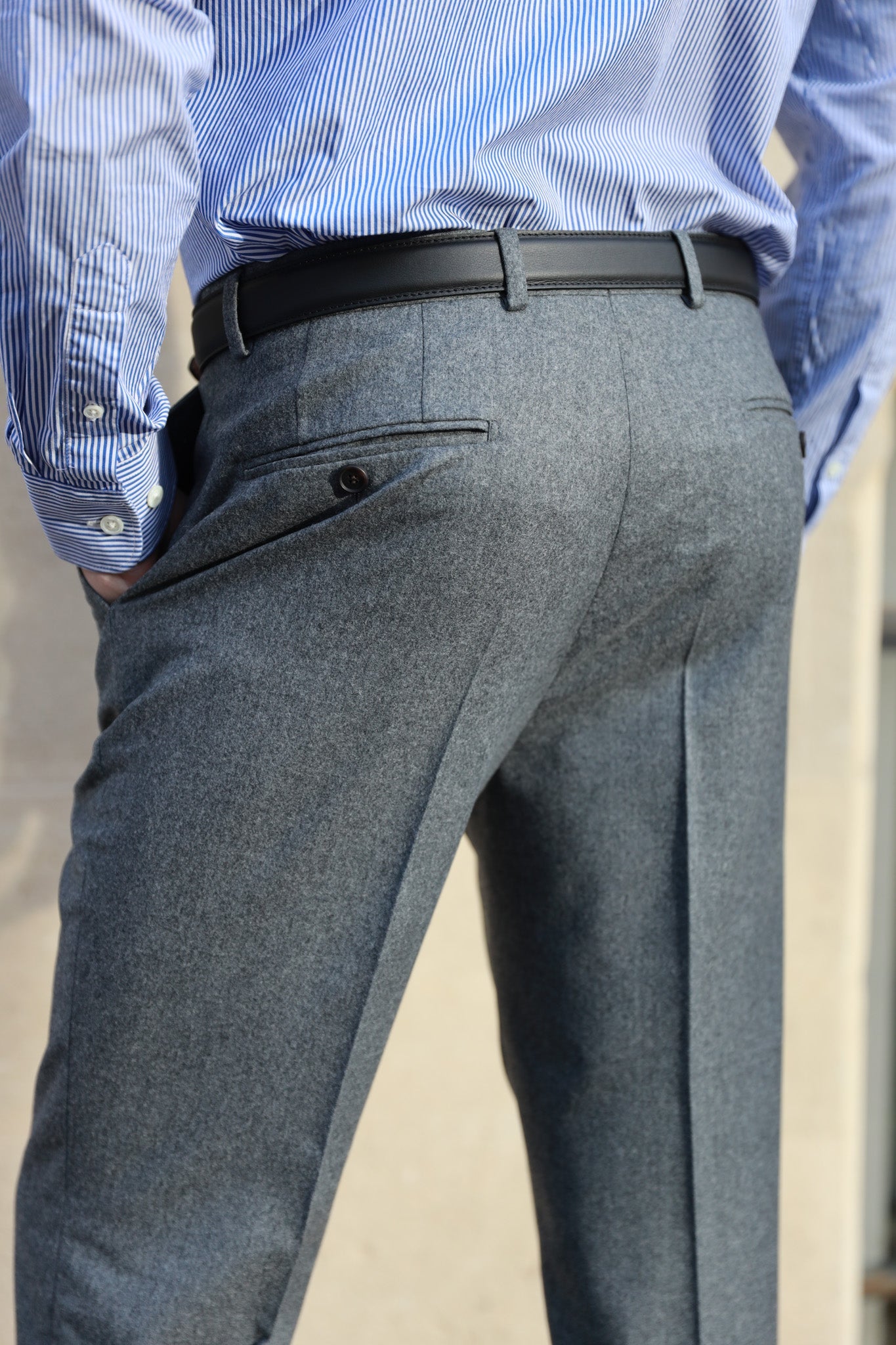 Pantalon Segal en flanelle Super 120'S - Gris-PANTALON HOMME-Curling-Paris