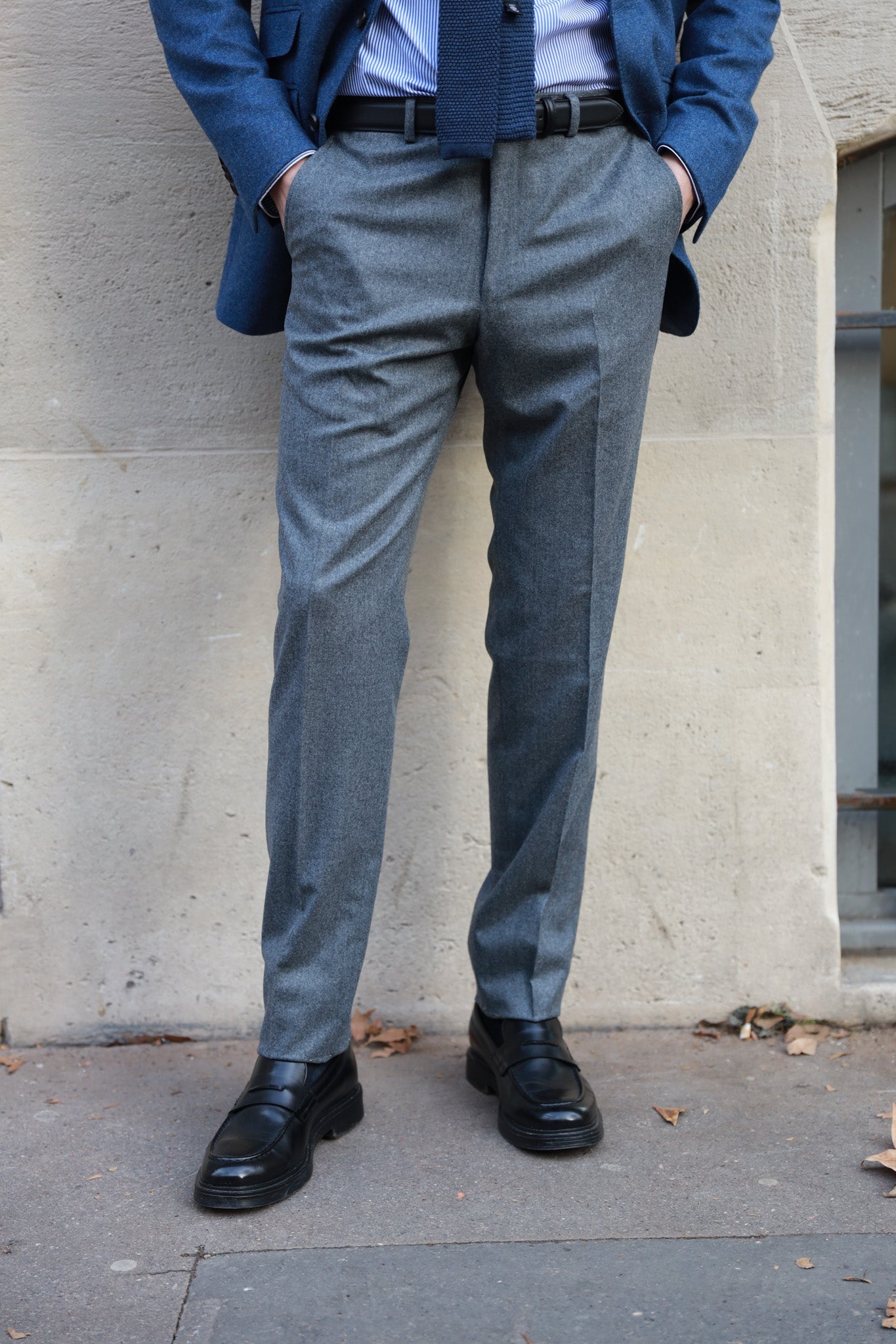 Pantalon Segal en flanelle Super 120'S - Gris-PANTALON HOMME-Curling-Paris