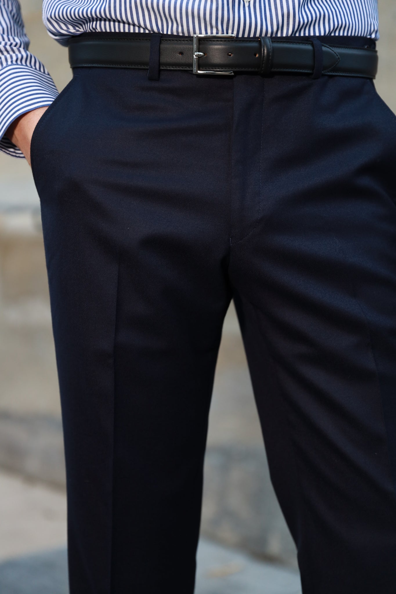 Pantalon Segal en flanelle Super 120's - Marine-PANTALON HOMME-Curling-Paris