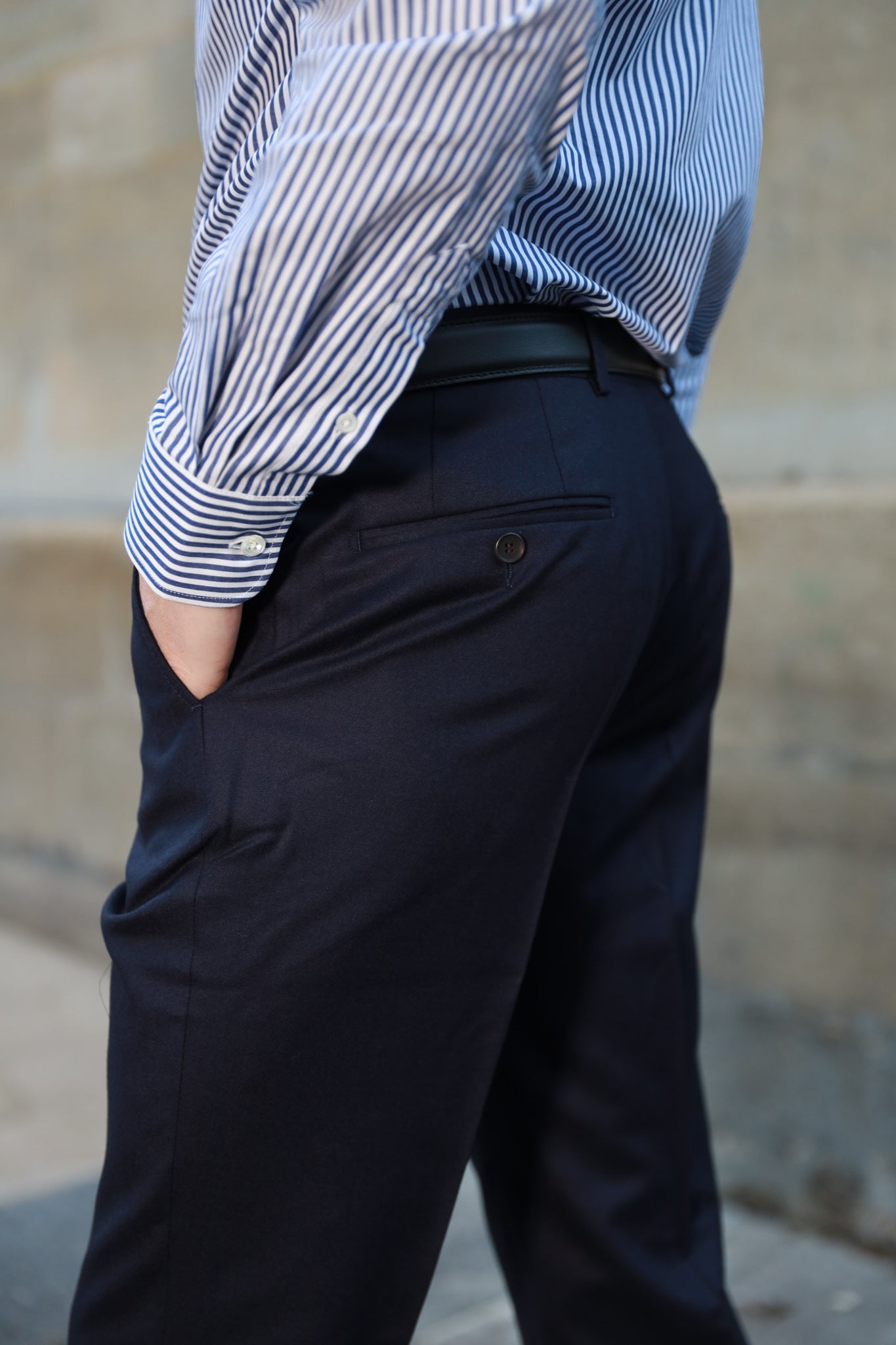 Pantalon Segal en flanelle Super 120's - Marine-PANTALON HOMME-Curling-Paris