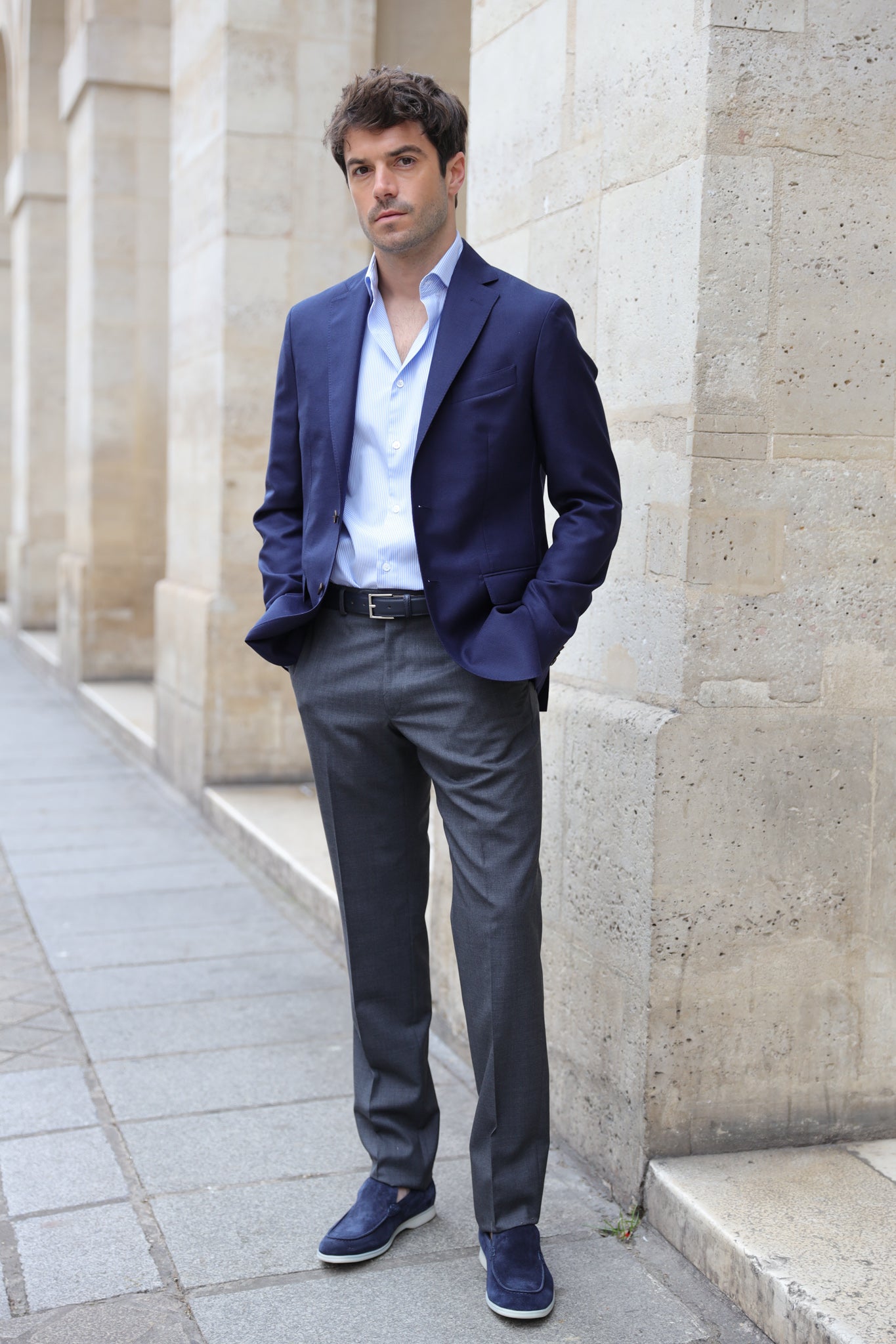 Pantalon Segal en laine Super 120'S - Gris Moyen-PANTALON HOMME-Curling-Paris