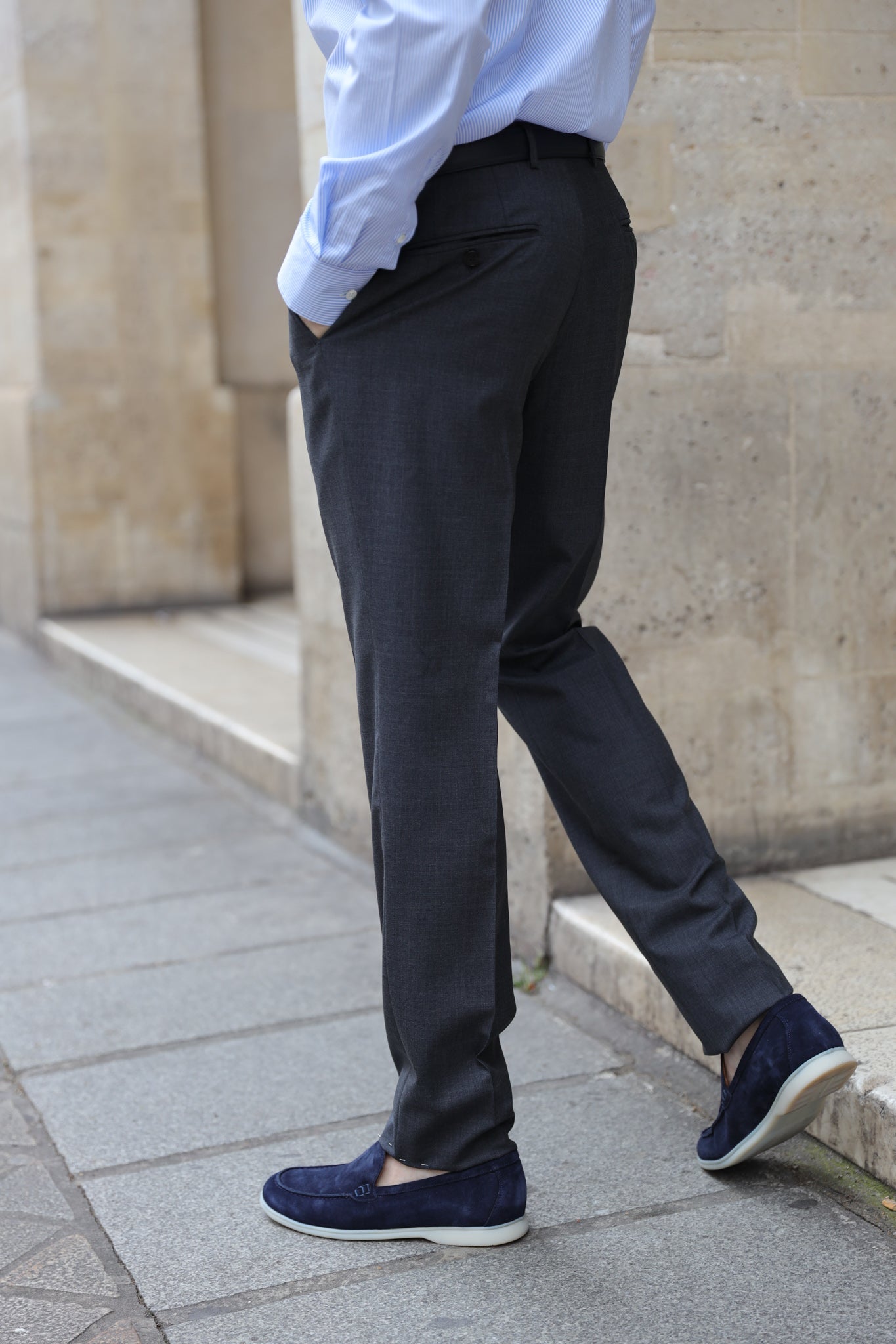 Pantalon Segal en laine Super 120'S - Gris Moyen-PANTALON HOMME-Curling-Paris