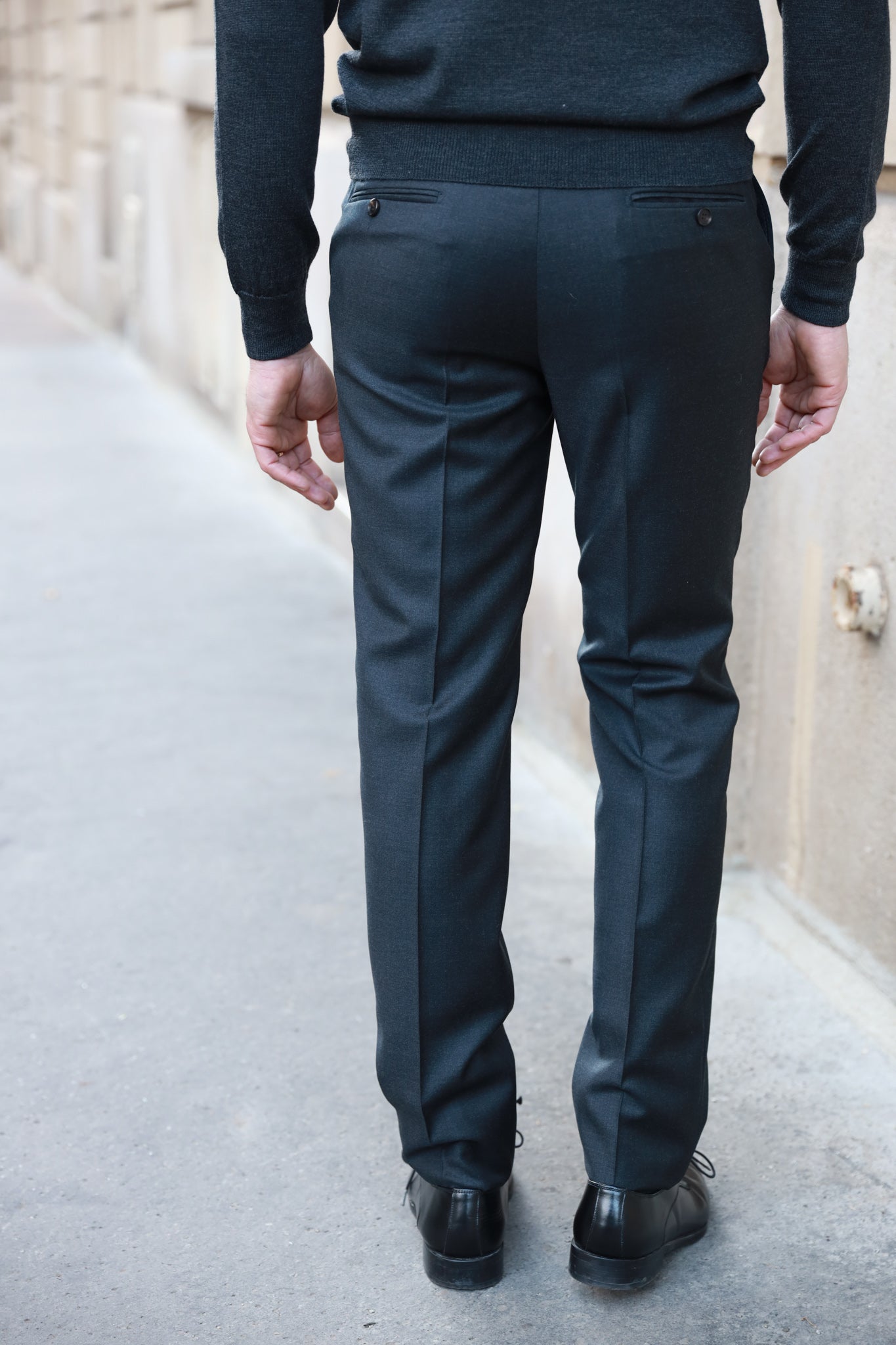Pantalon Segal en laine sergée - Anthracite-PANTALON HOMME-Curling-Paris