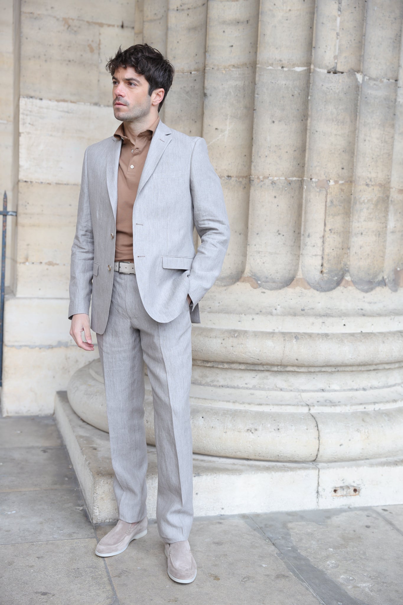 Pantalon Segal en lin - Greige-PANTALON HOMME-Curling-Paris