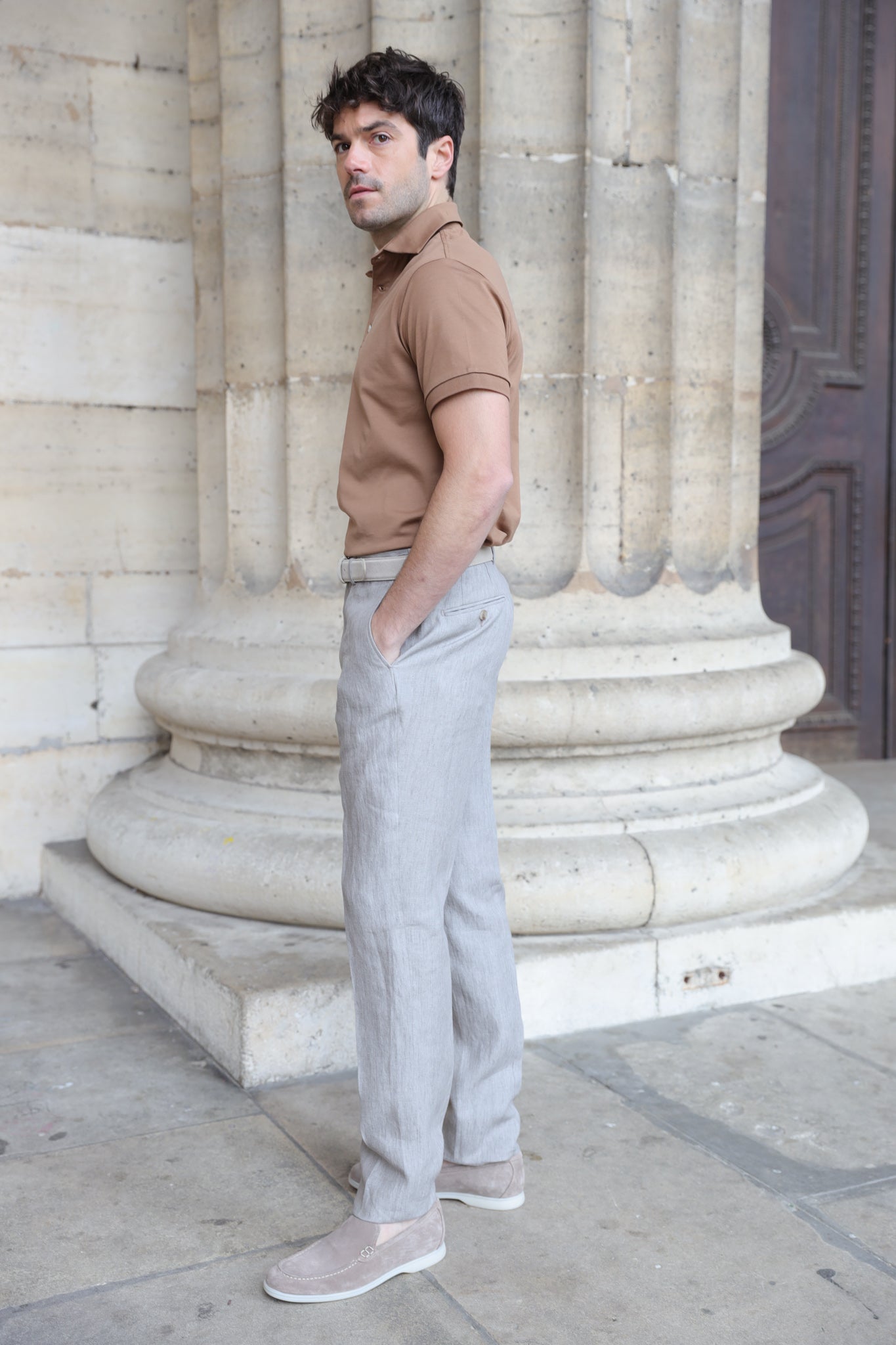 Pantalon Segal en lin - Greige-PANTALON HOMME-Curling-Paris