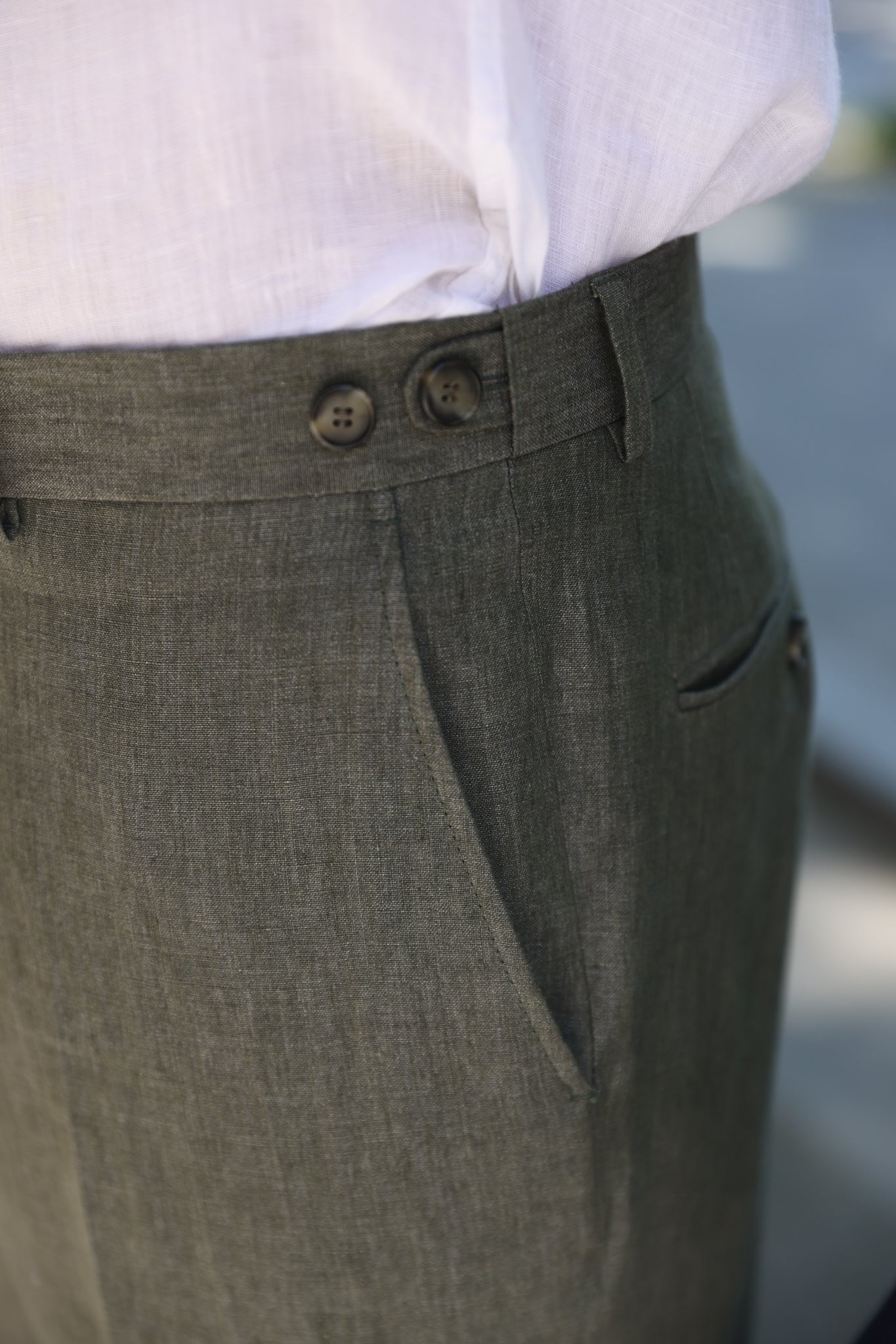 Pantalon Segal en lin - Kaki-PANTALON HOMME-Curling-Paris