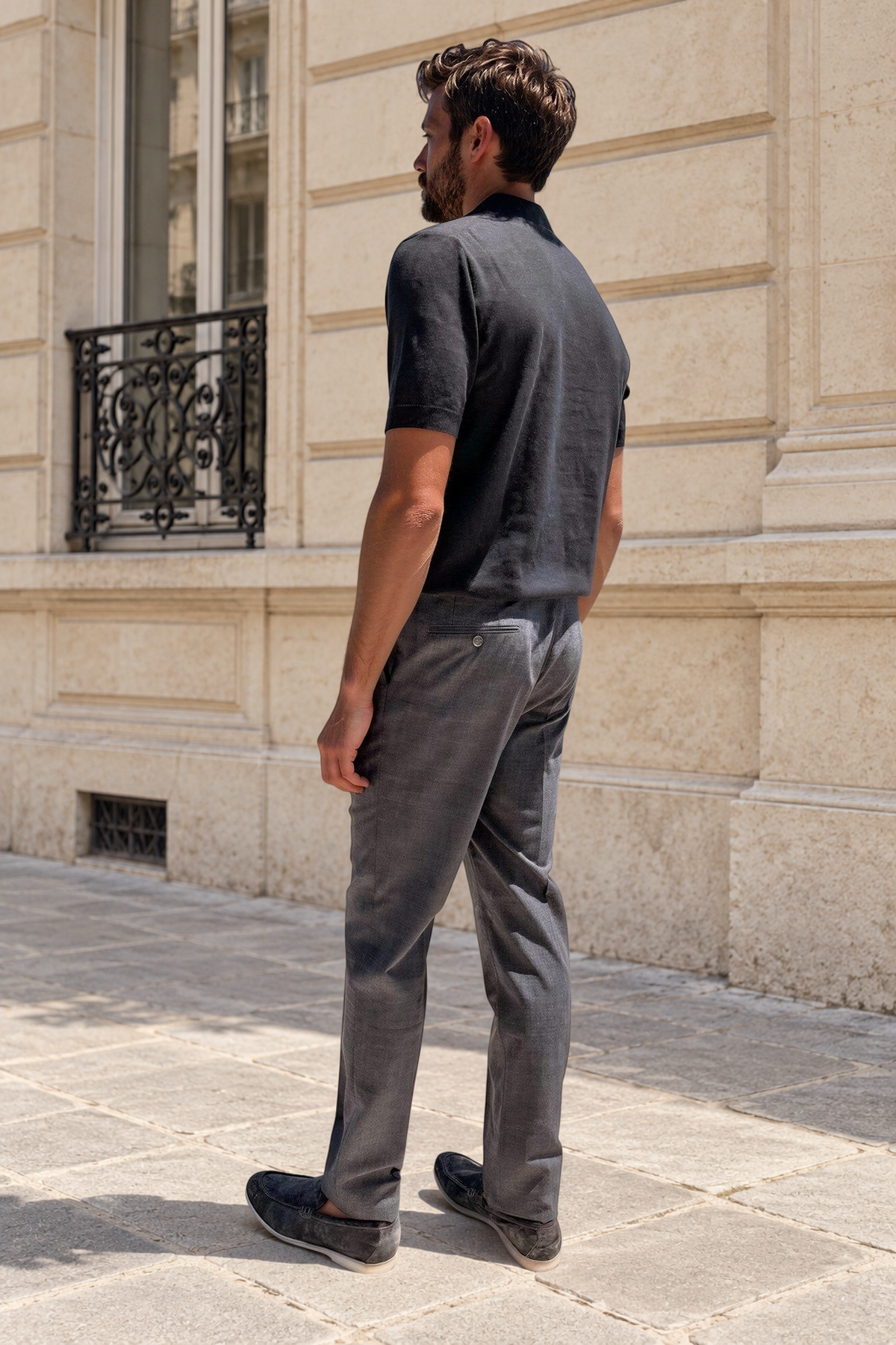 Pantalon à pinces Henri pure laine tropicale Super 120'S - Gris Moyen-PANTALON HOMME-Curling-Paris