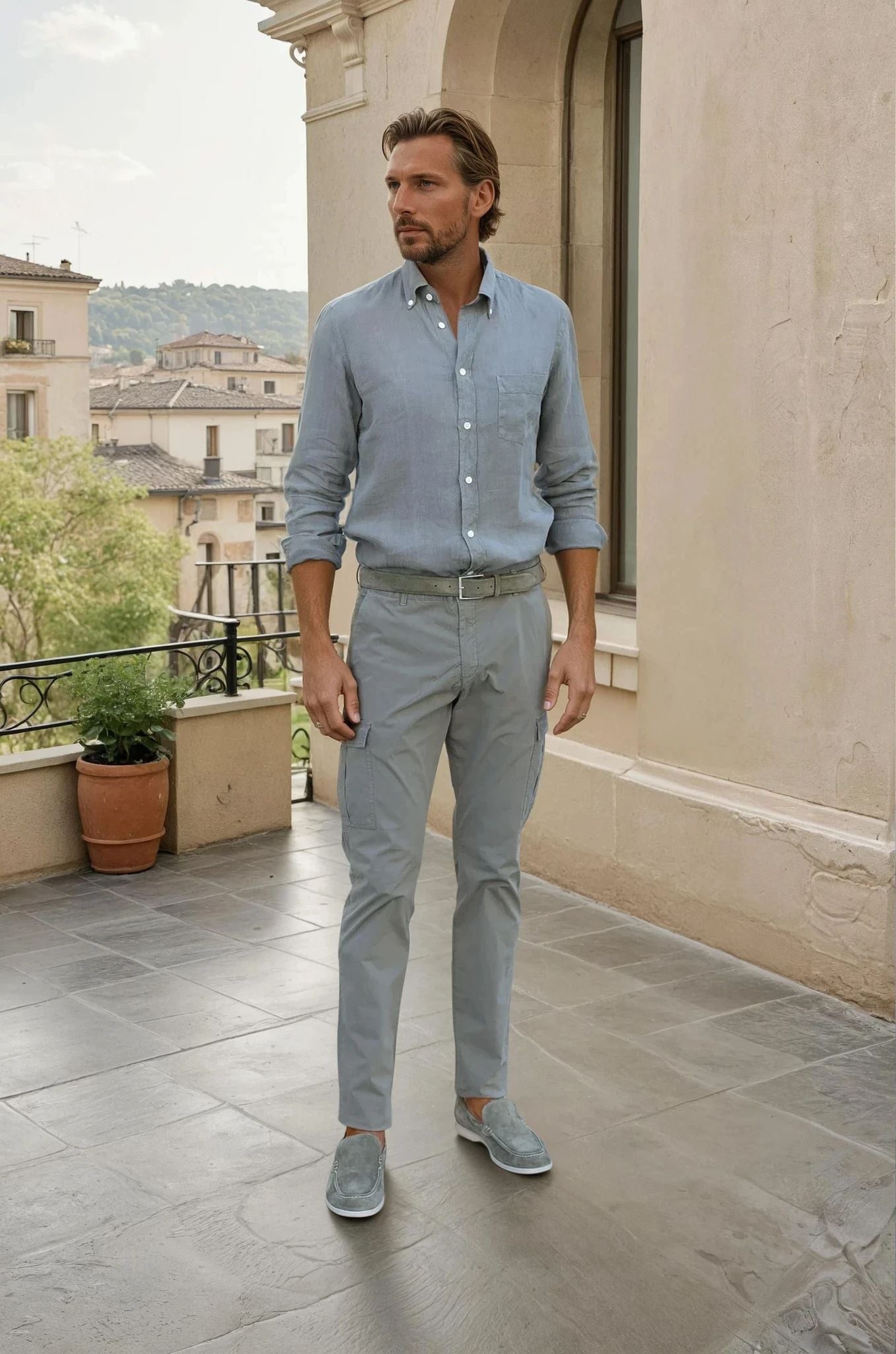 Pantalon d'été Cargo en coton - Kaki-PANTALON HOMME-Curling-Paris