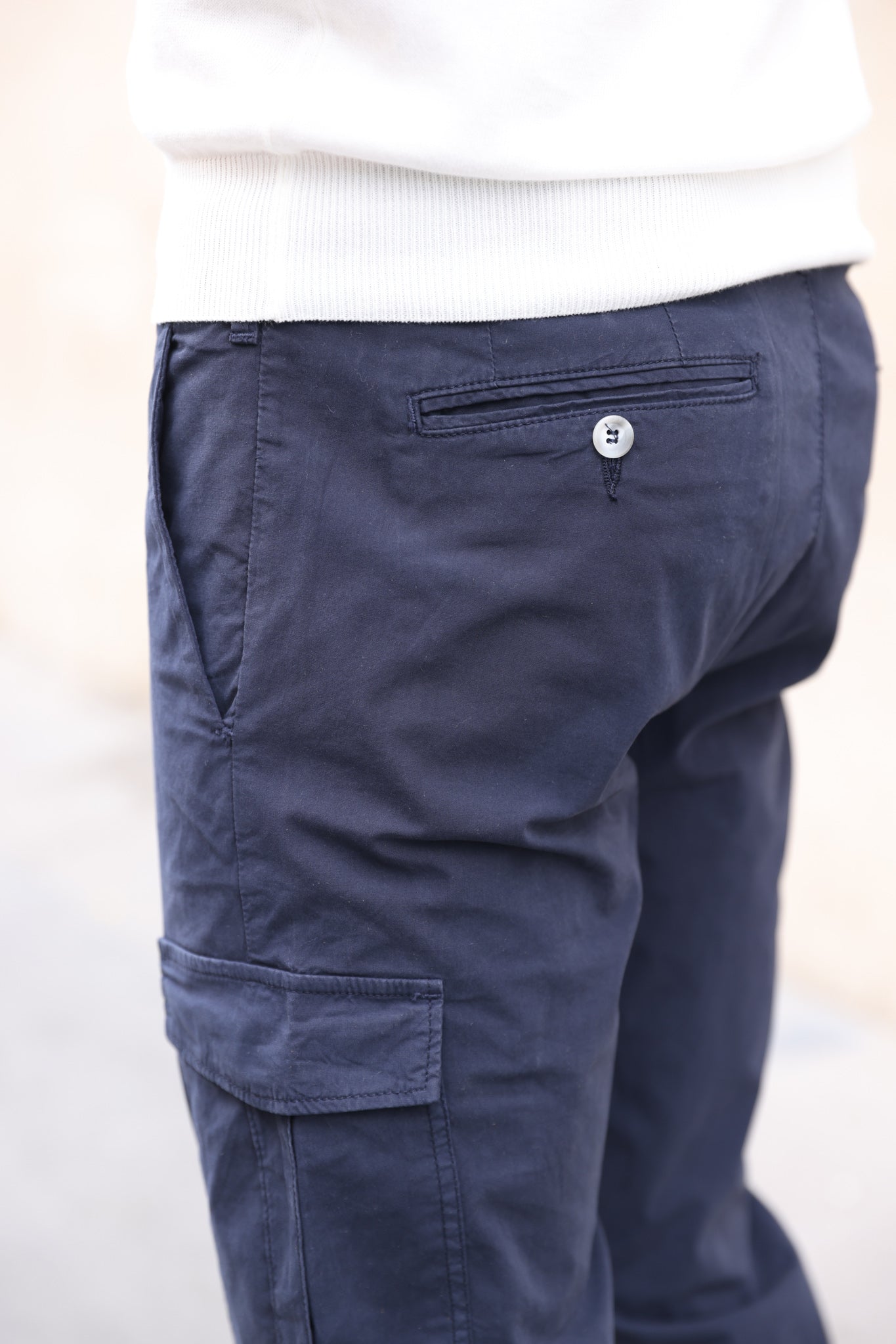 Pantalon d'été Cargo en coton - Marine-PANTALON HOMME-Curling-Paris