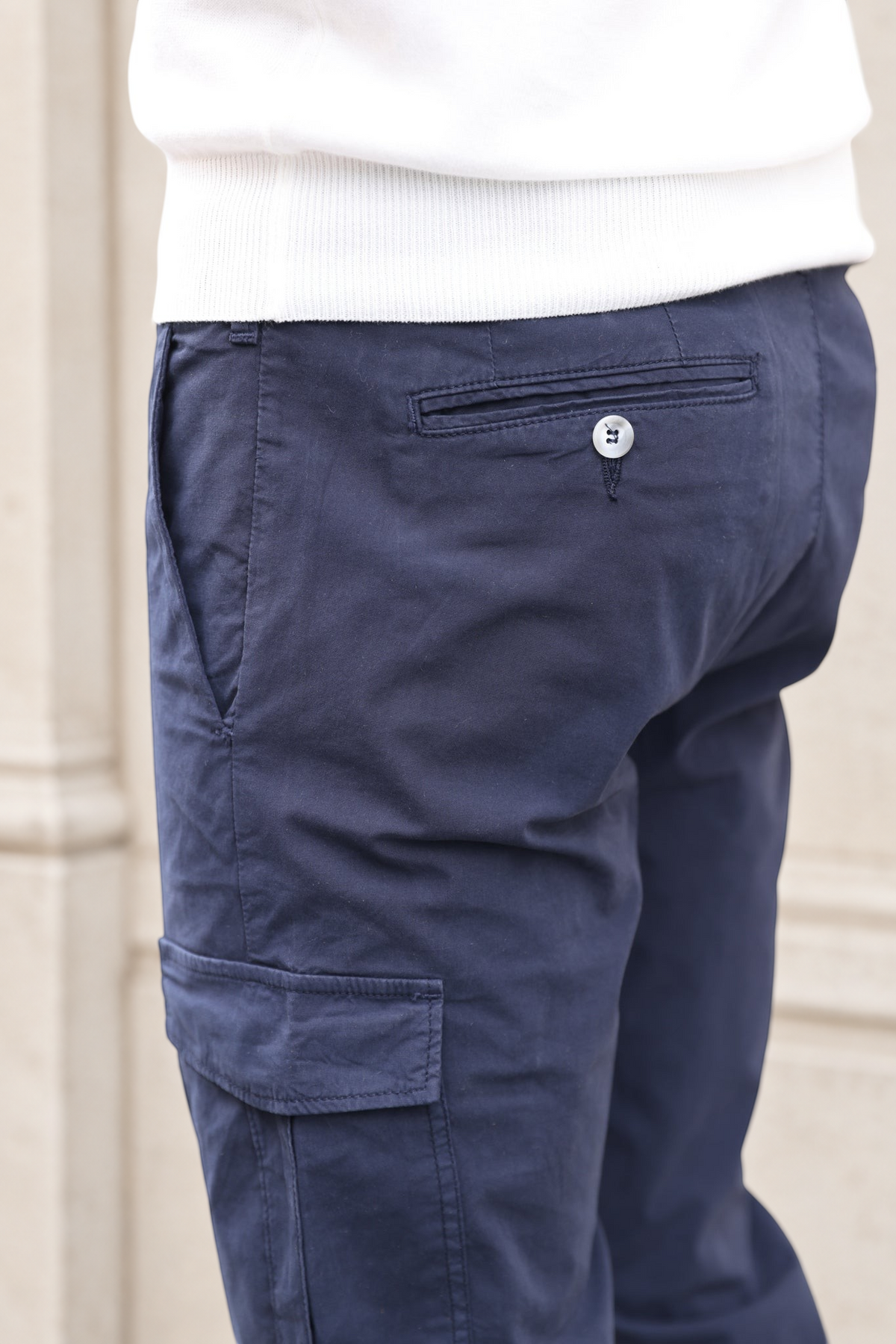 Pantalon d'été Cargo en coton - Marine-PANTALON HOMME-Curling-Paris