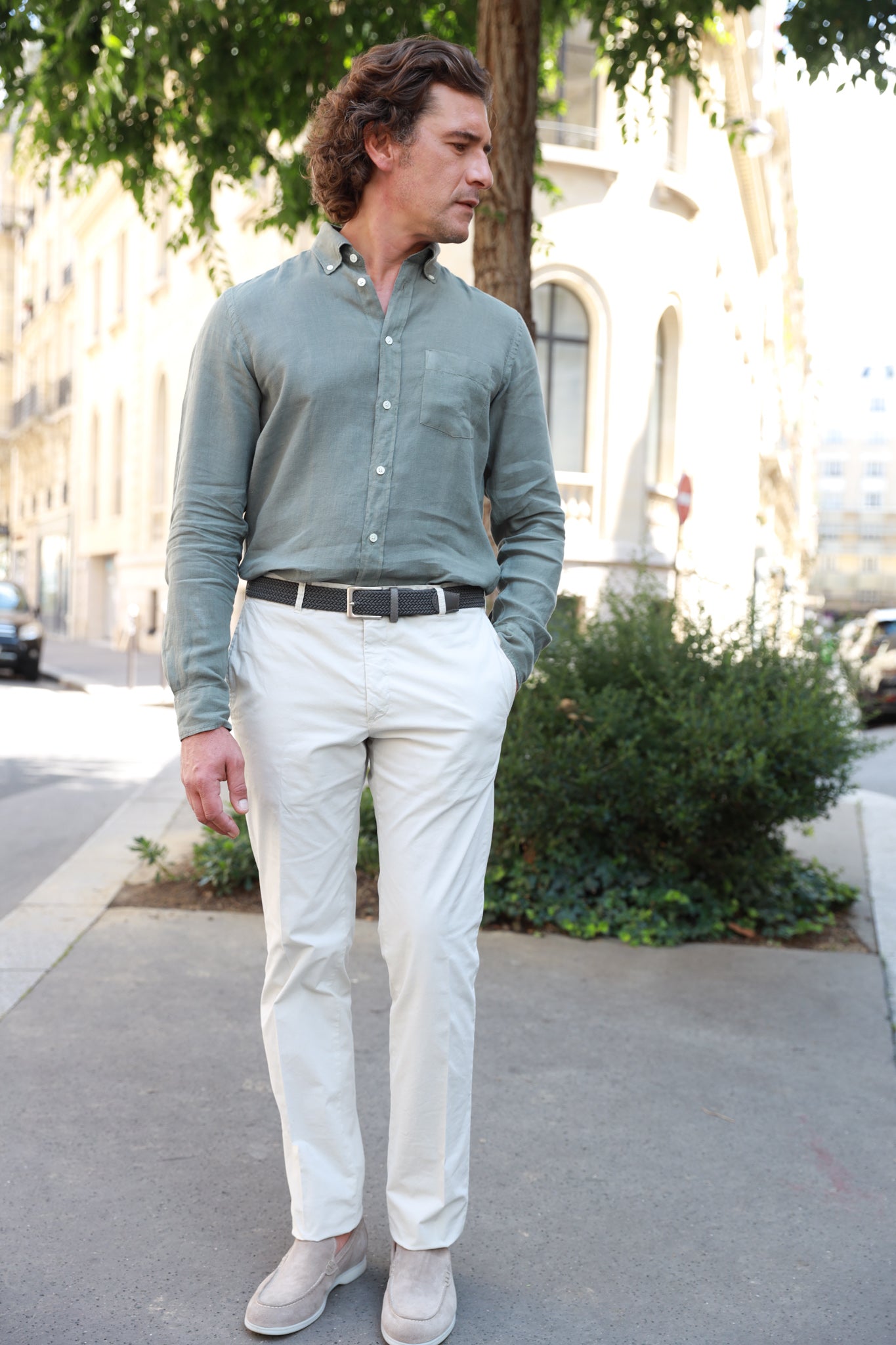 Pantalon d'été Sean en coton stretch - Ciment-PANTALON HOMME-Curling-Paris