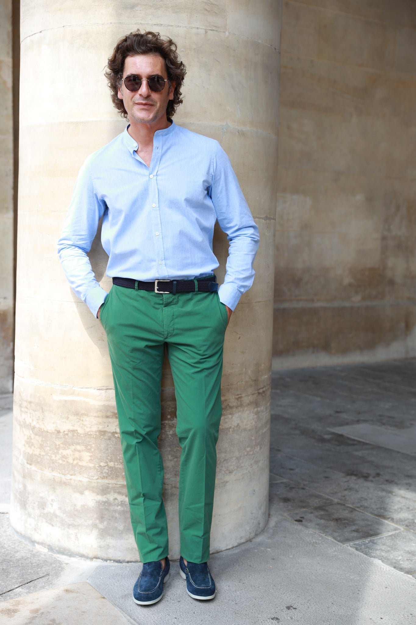 Pantalon d'été Sean en coton stretch - Vert-PANTALON HOMME-Curling-Paris