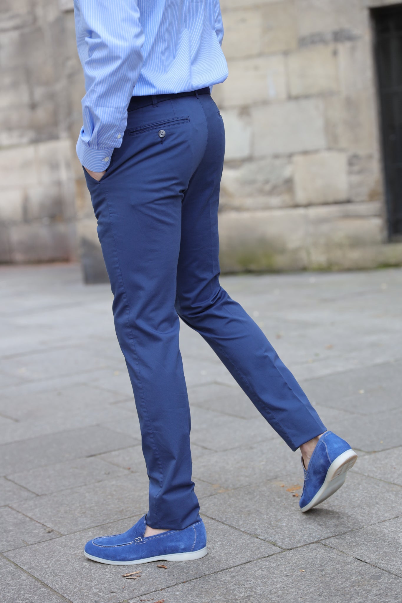 Pantalon d'été Seanfit en coton stretch - Indigo-PANTALON HOMME-Curling-Paris