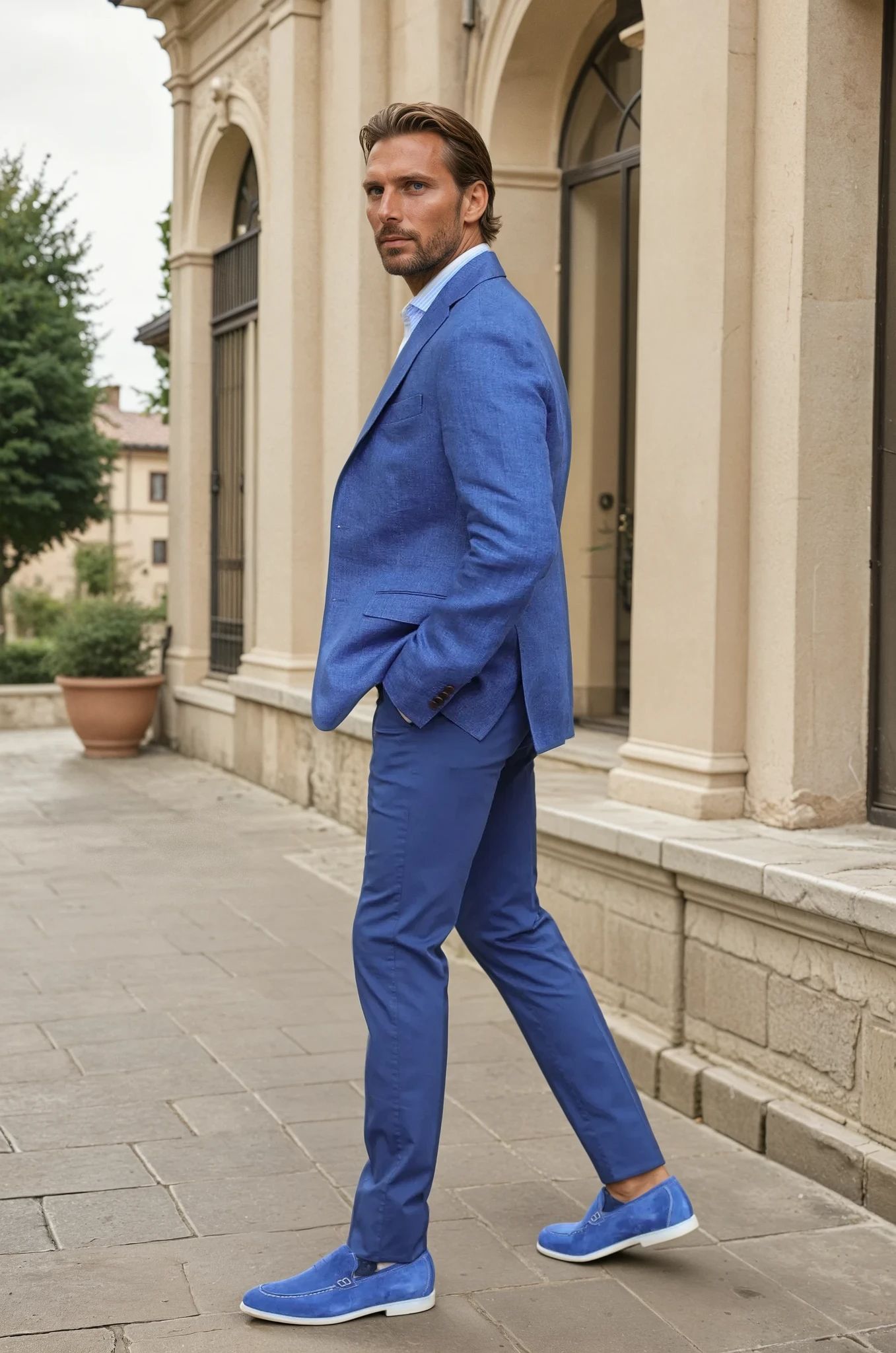 Pantalon d'été Seanfit en coton stretch - Indigo-PANTALON HOMME-Curling-Paris