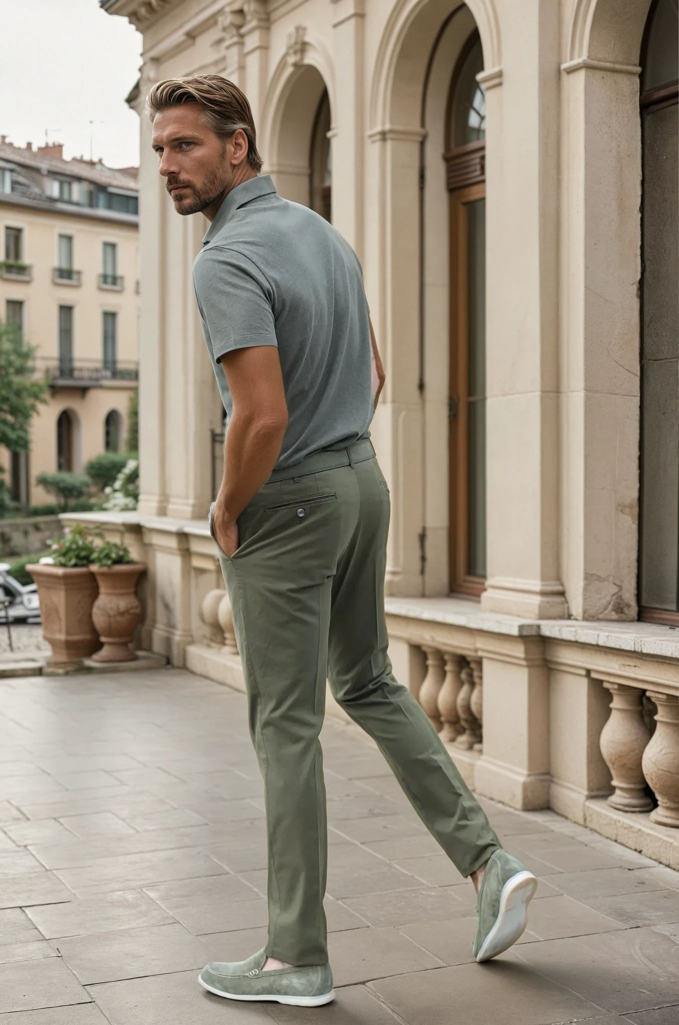 Pantalon d'été Seanfit en coton stretch - Kaki-PANTALON HOMME-Curling-Paris