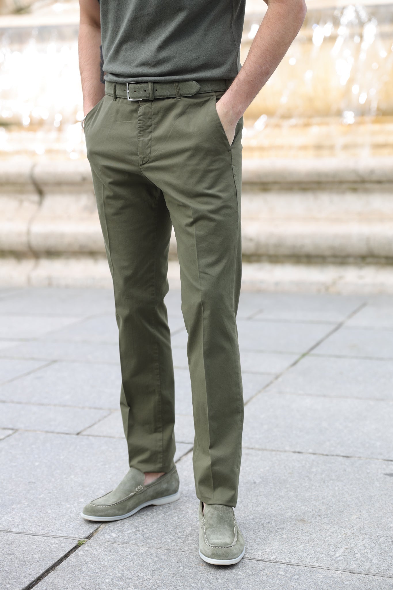 Pantalon d'été Seanfit en coton stretch - Kaki-PANTALON HOMME-Curling-Paris