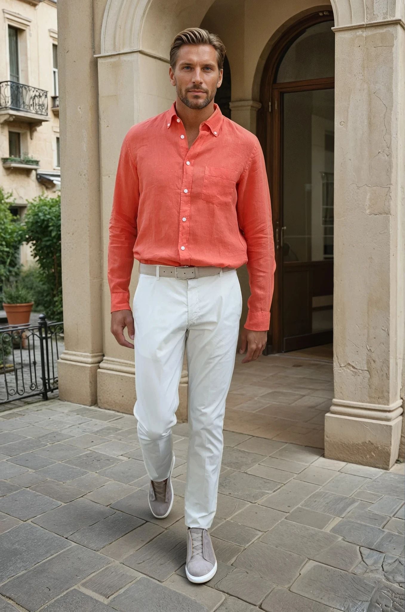 Pantalon d'été Seanfit en popeline de coton stretch - Ciment-PANTALON HOMME-Curling-Paris
