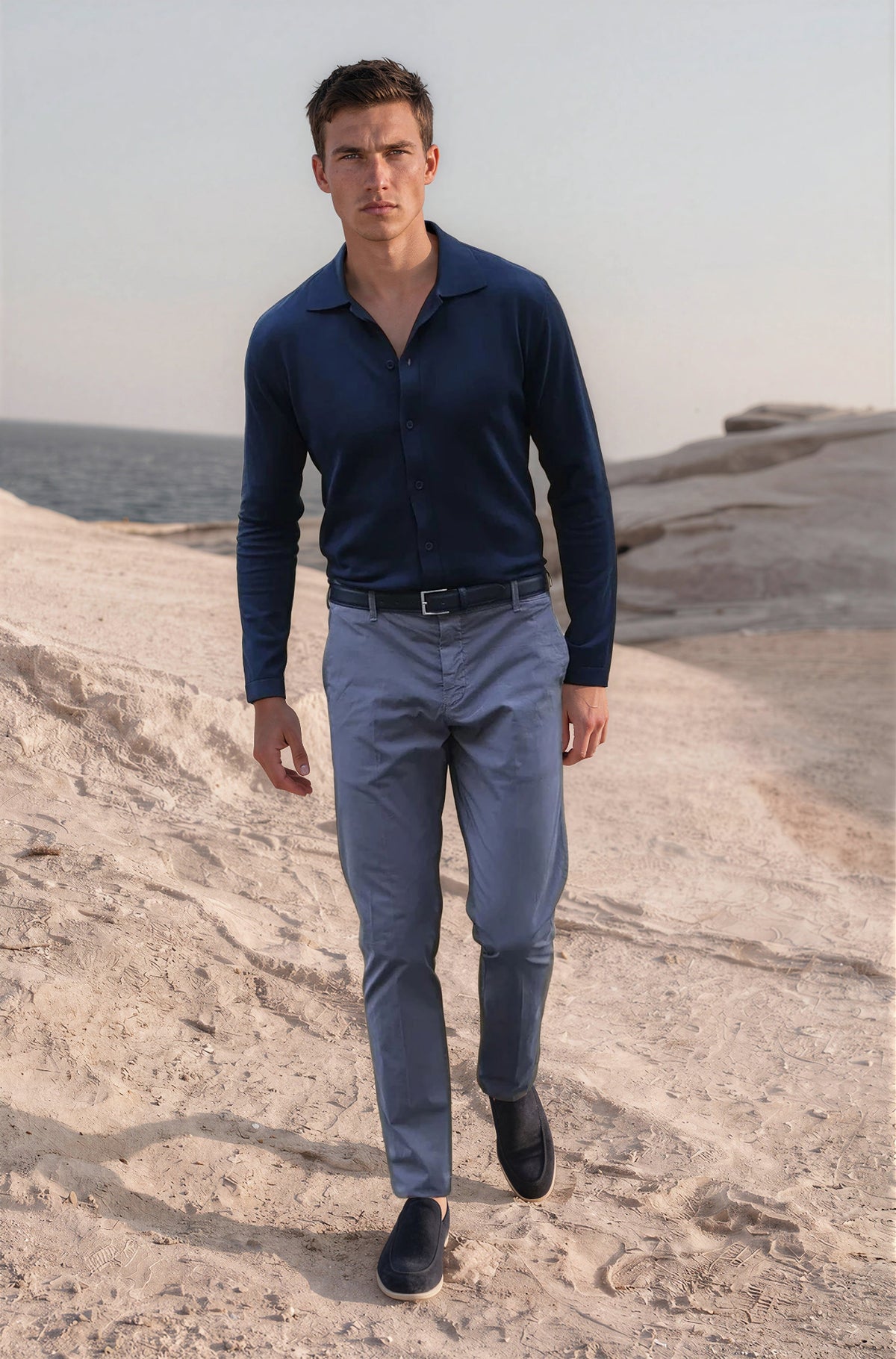 Pantalon d'été Seanfit en popeline de coton stretch - Gris Elephant-PANTALON HOMME-Curling-Paris
