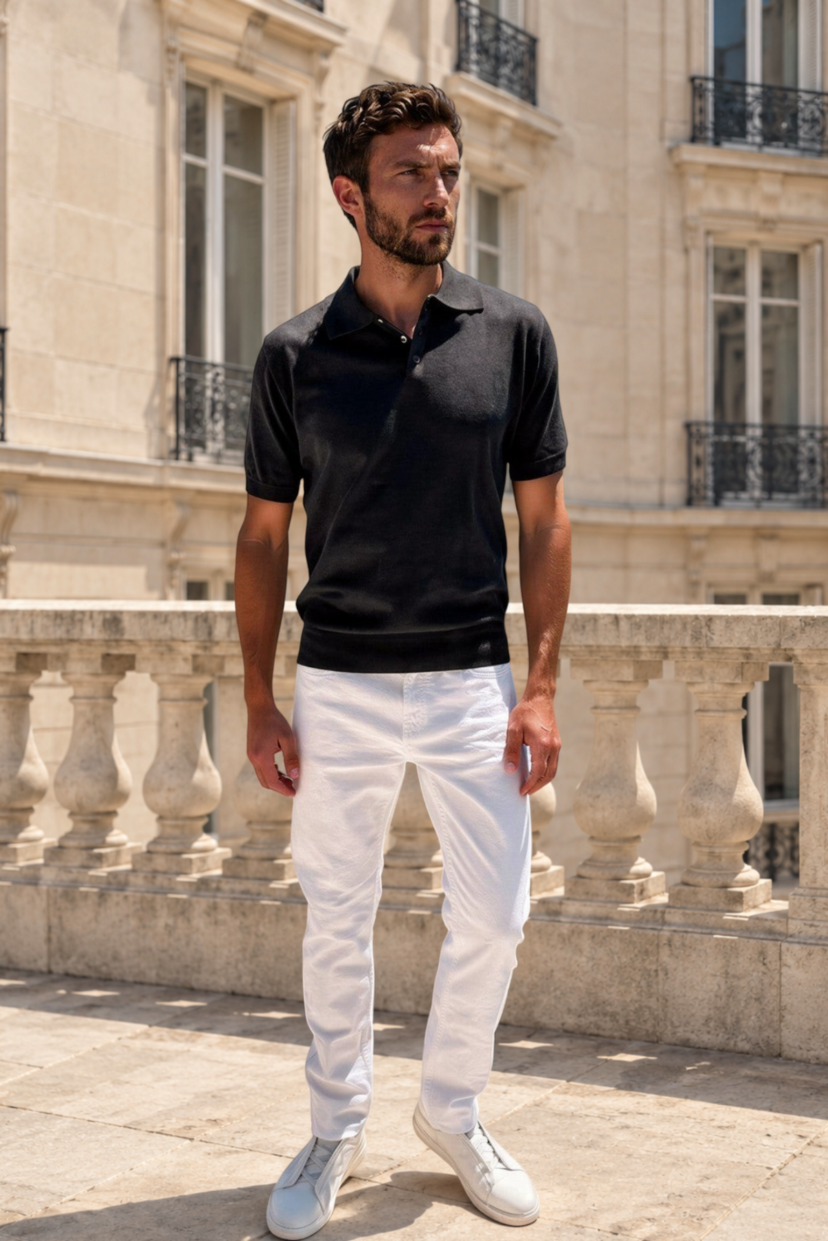 Pantalons James cinq poches en coton stretch - Blanc-PANTALON HOMME-Curling-Paris