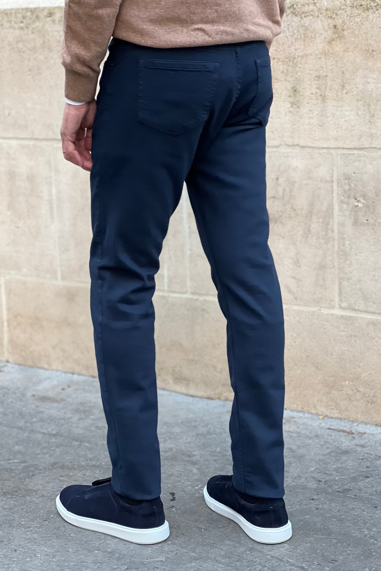 Pantalons James cinq poches en coton stretch - Marine-PANTALON HOMME-Curling-Paris