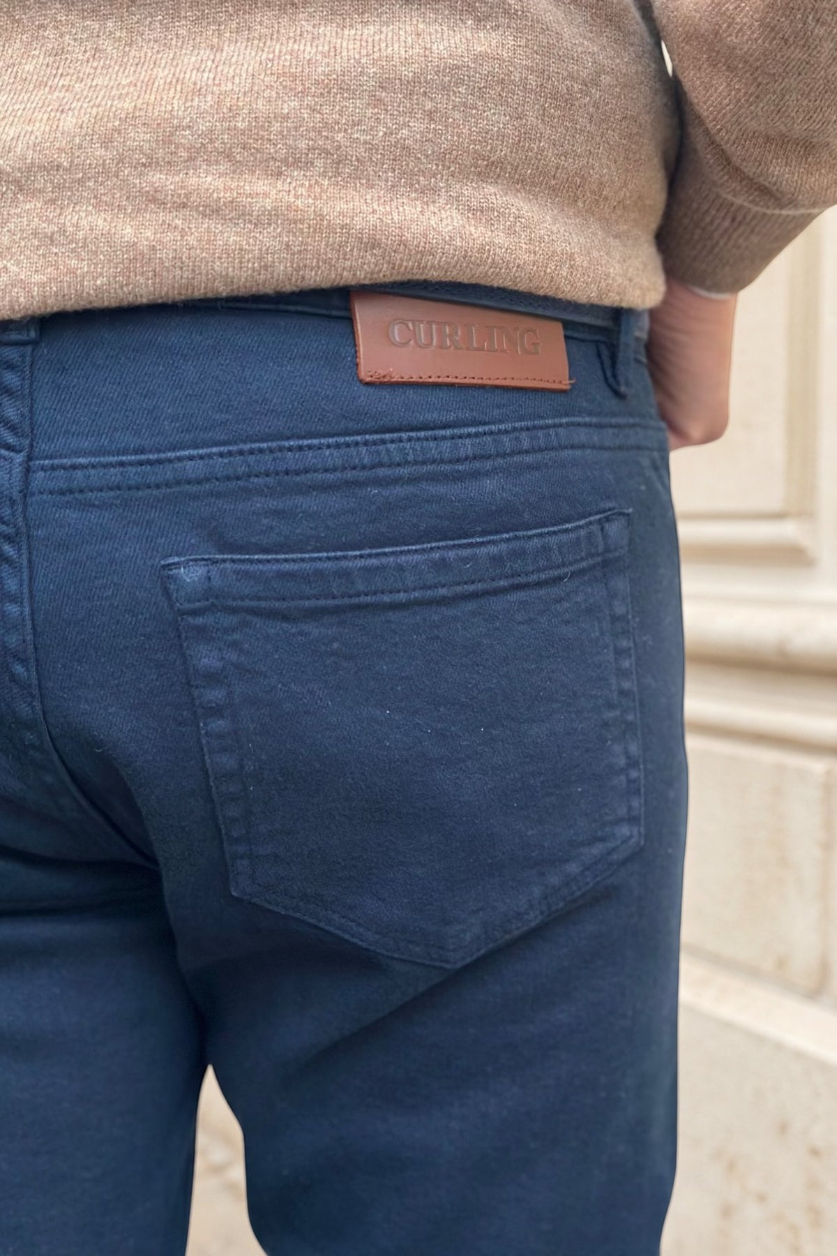 Pantalons James cinq poches en coton stretch - Marine