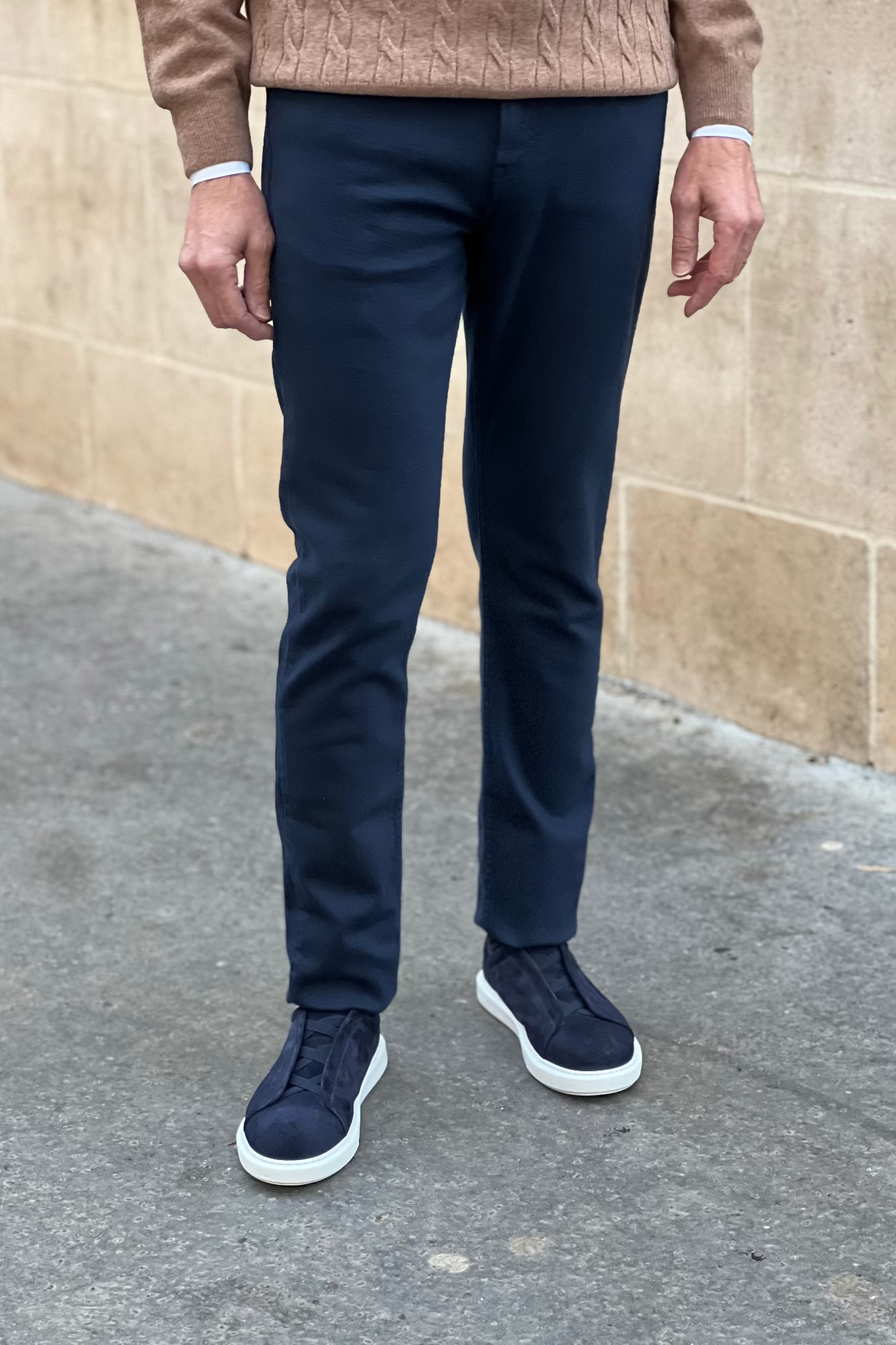 Pantalons James cinq poches en coton stretch - Marine-PANTALON HOMME-Curling-Paris