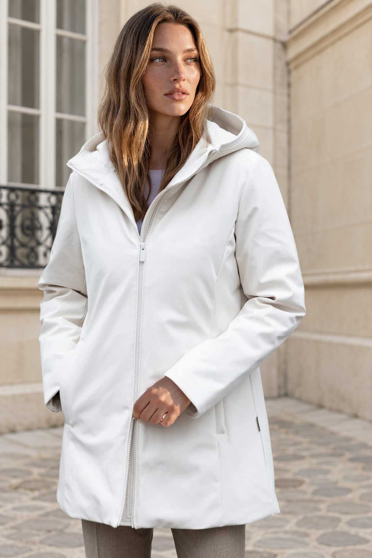 Parka Woolrich Firth en Softshell - Milky Cream-MANTEAU FEMME-Curling-Paris