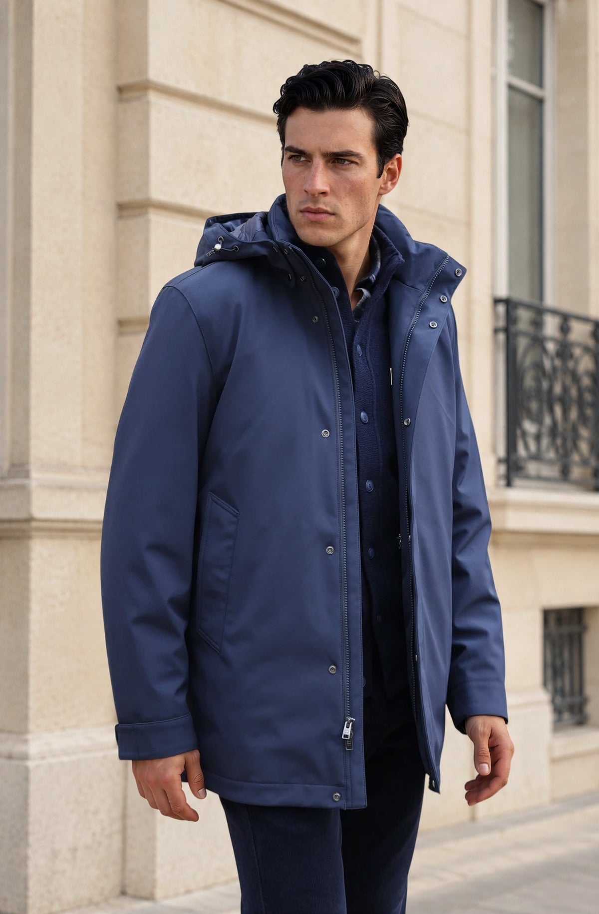 Parka Woolrich Softshell - Melton Blue-MANTEAU HOMME-Curling-Paris