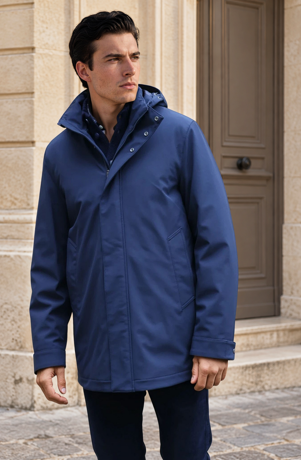 Parka Woolrich Softshell - Melton Blue-MANTEAU HOMME-Curling-Paris