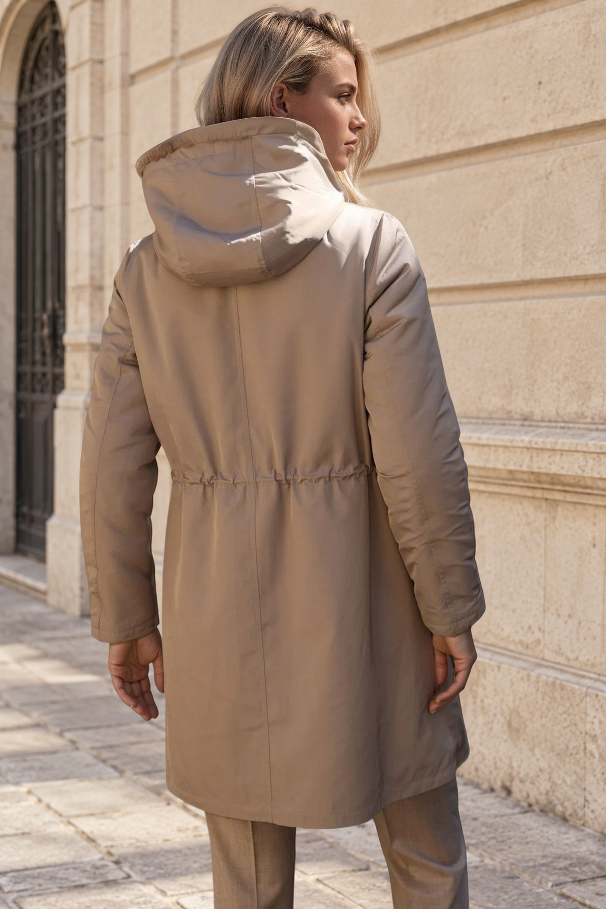 Parka réversible Camille en nylon et éco fourrure - Taupe / Moka-MANTEAU FEMME-Curling-Paris