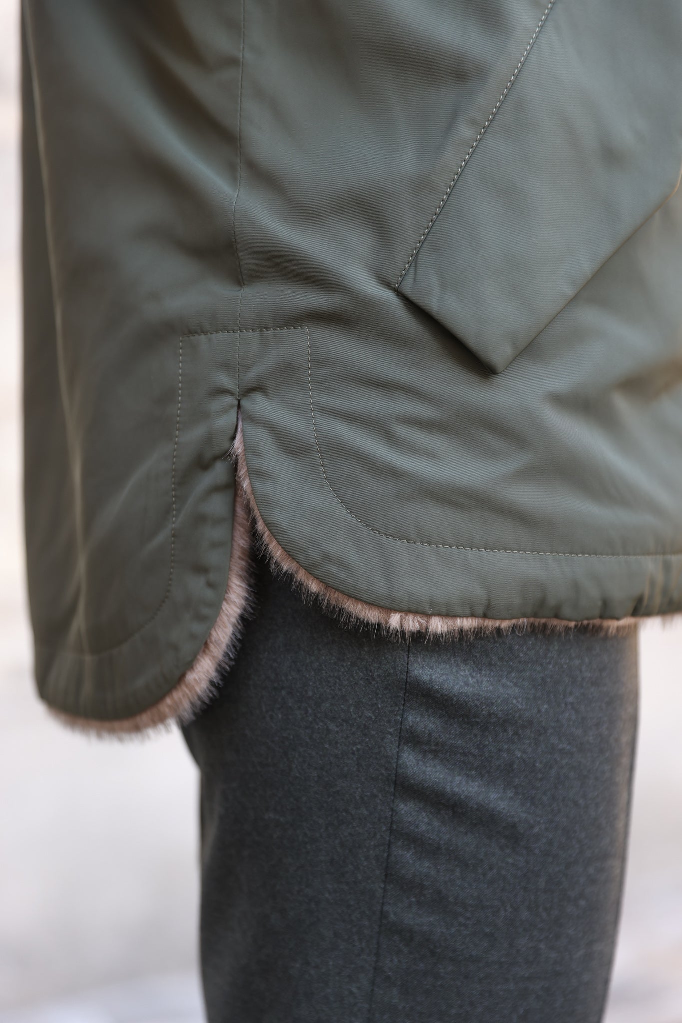 Parka réversible Kate en nylon et éco fourrure - Kaki / Moka-MANTEAU FEMME-Curling-Paris